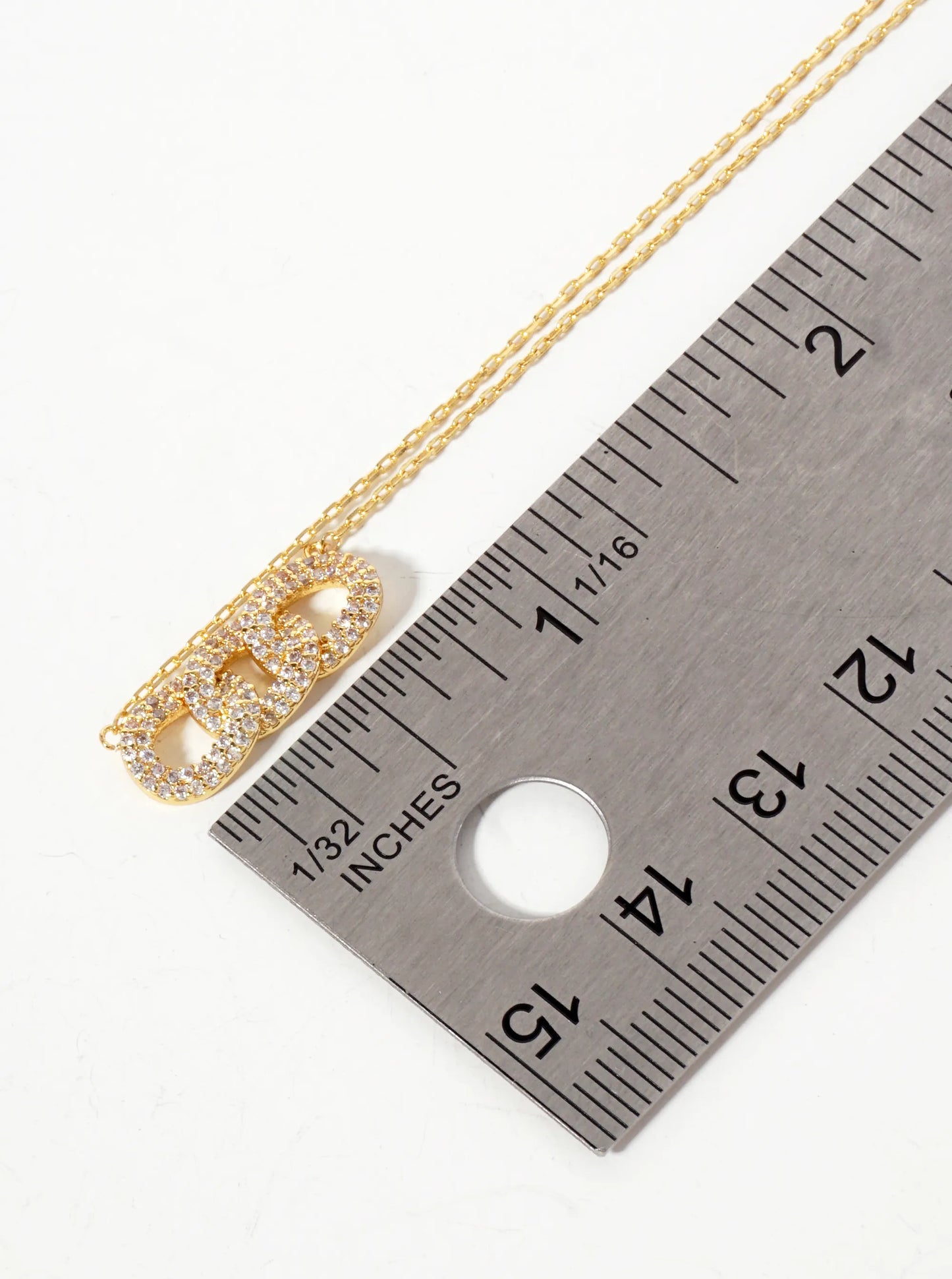 Micro-Pave-Set Cubic-Zirconia Chain Design Pendant 18K-Gold-Dipped Necklace
