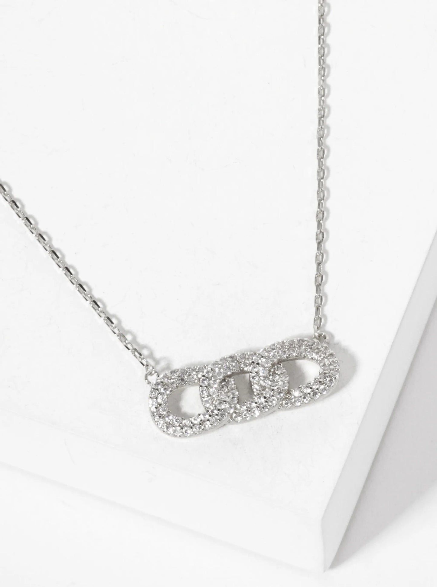 Micro-Pave-Set Cubic-Zirconia Chain Design Pendant 18K-Gold-Dipped Necklace