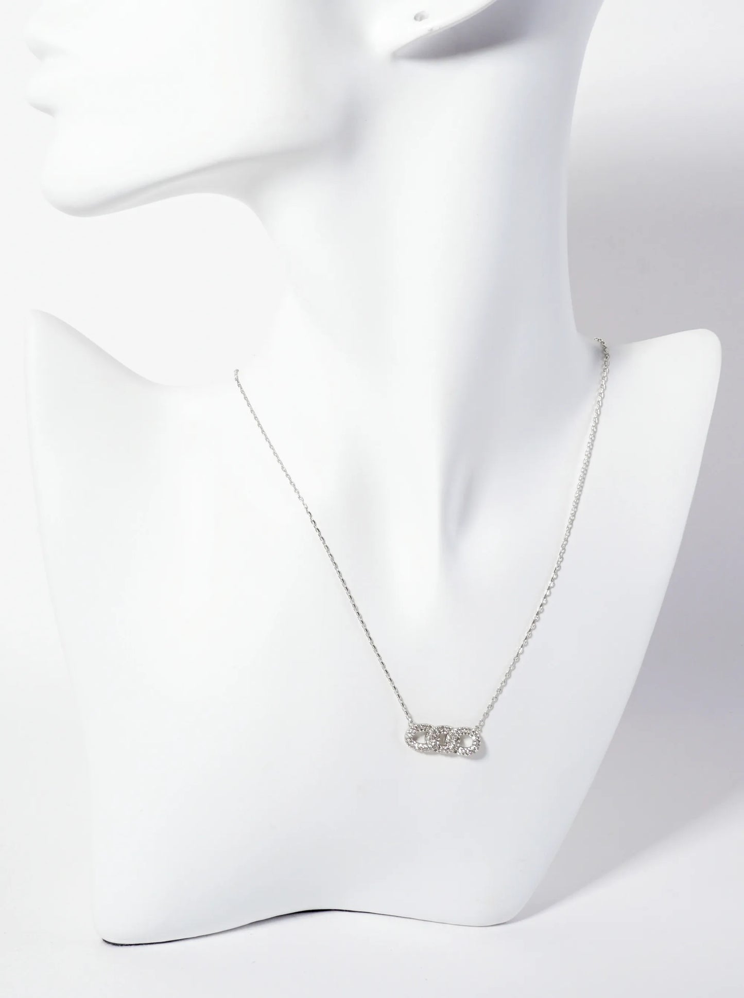 Micro-Pave-Set Cubic-Zirconia Chain Design Pendant 18K-Gold-Dipped Necklace