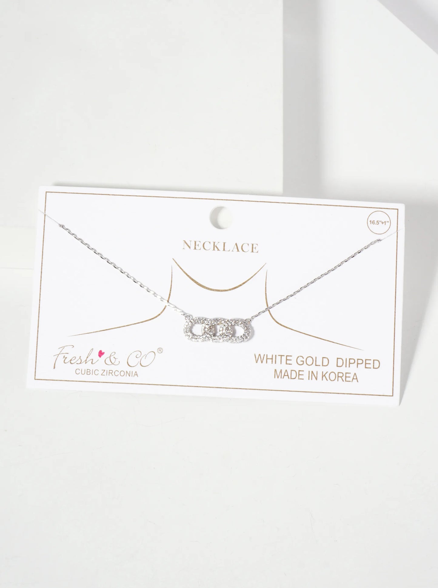 Micro-Pave-Set Cubic-Zirconia Chain Design Pendant 18K-Gold-Dipped Necklace