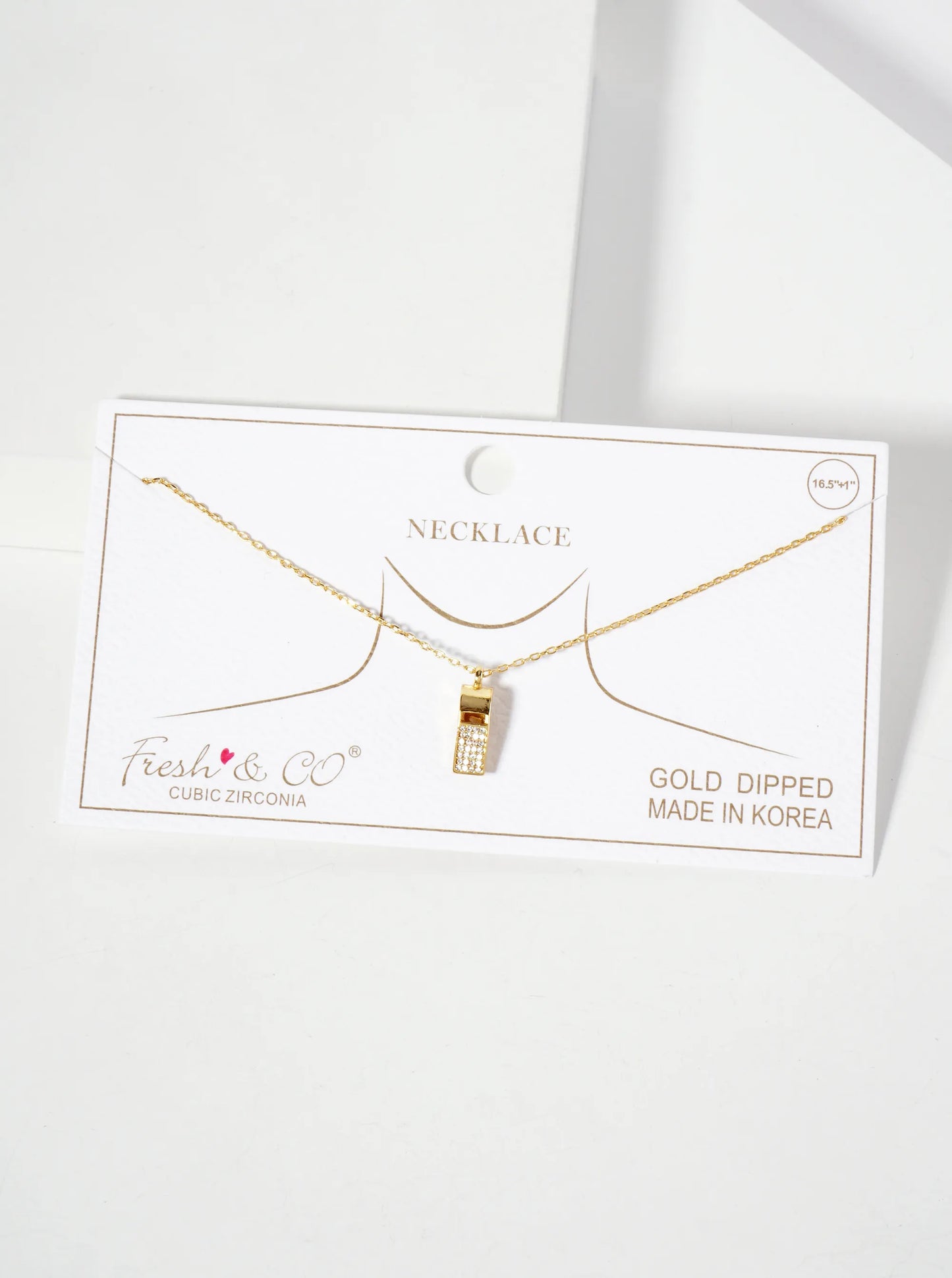 Micro-Pave-Set Cubic-Zirconia Whistle Pendant 18K-Gold-Dipped Necklace