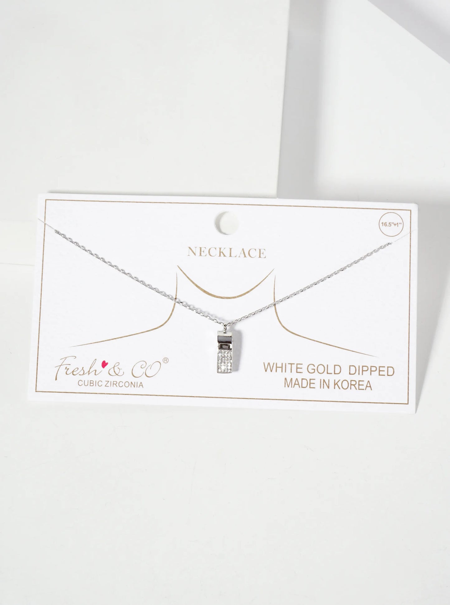 Micro-Pave-Set Cubic-Zirconia Whistle Pendant 18K-Gold-Dipped Necklace