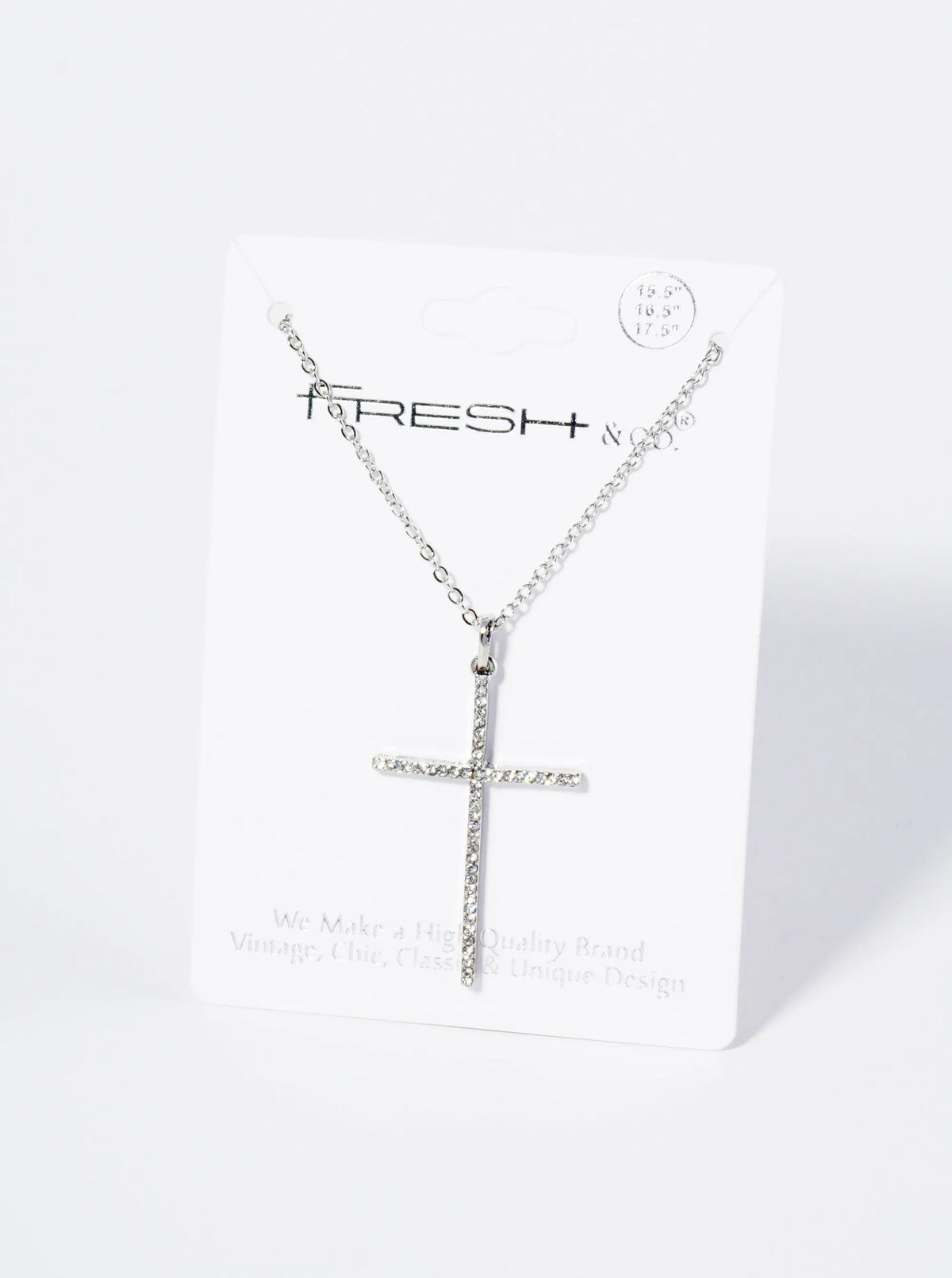 Micro Pave Set Rhinestone Cross Pendant Necklace