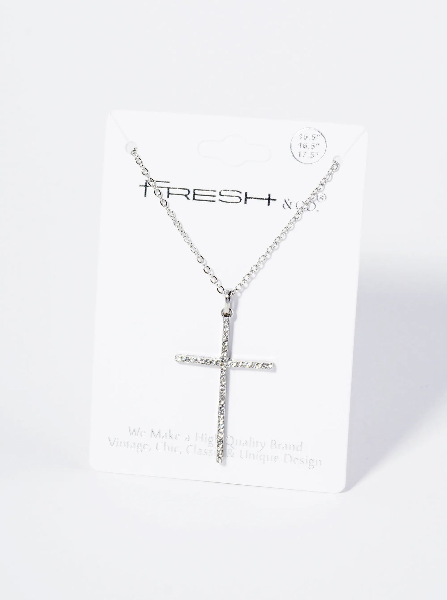 Micro Pave Set Rhinestone Cross Pendant Necklace