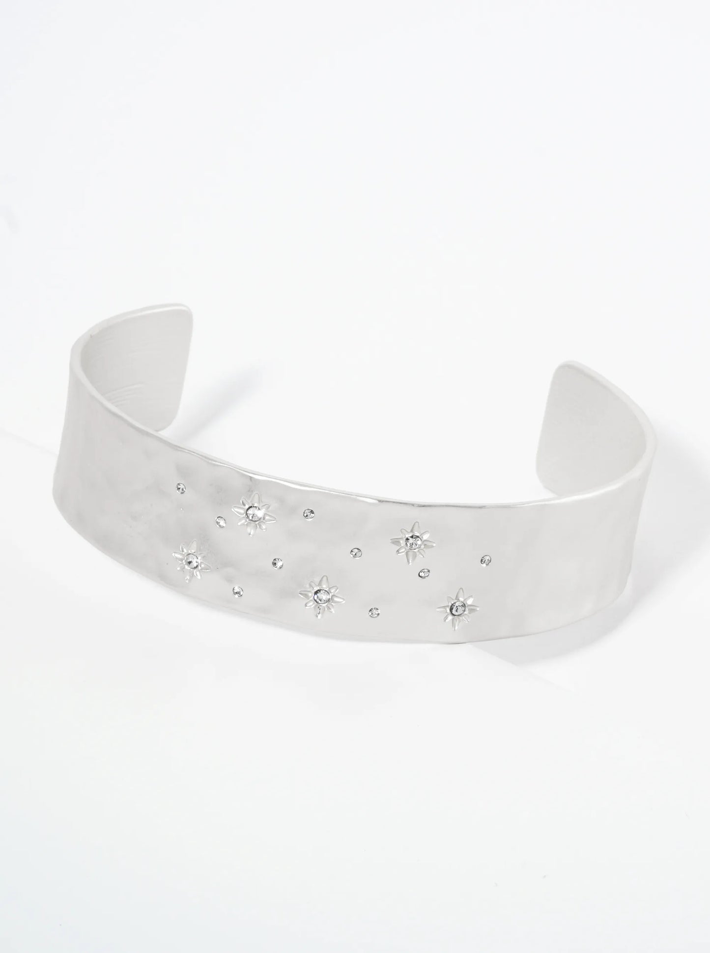 Milky Way Inspired Crystal Pave Open Cuff Bracelet