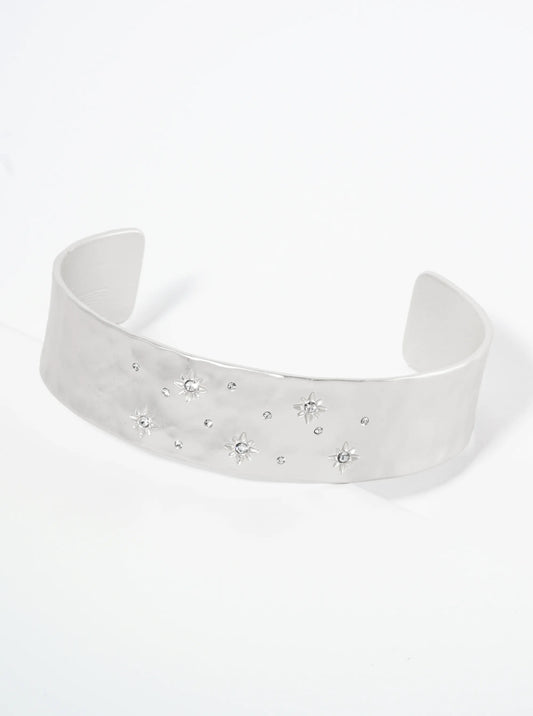 Milky Way Inspired Crystal Pave Open Cuff Bracelet