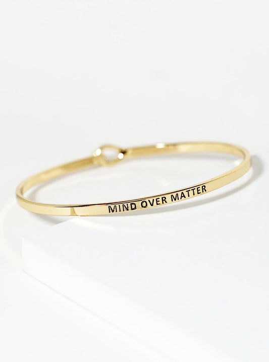 Mind Over Matter Engraved Inspirational Bangle Bracelet