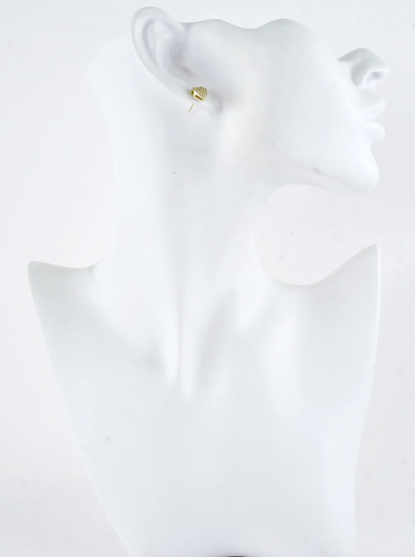 Mini Cubic Zirconia Pave Heart Stud Post Earrings