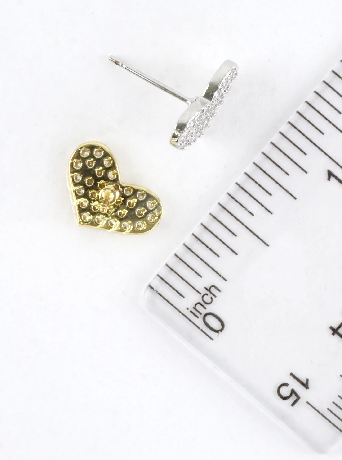 Mini Wide Heart Cubic Zirconia Pave Stud Earrings