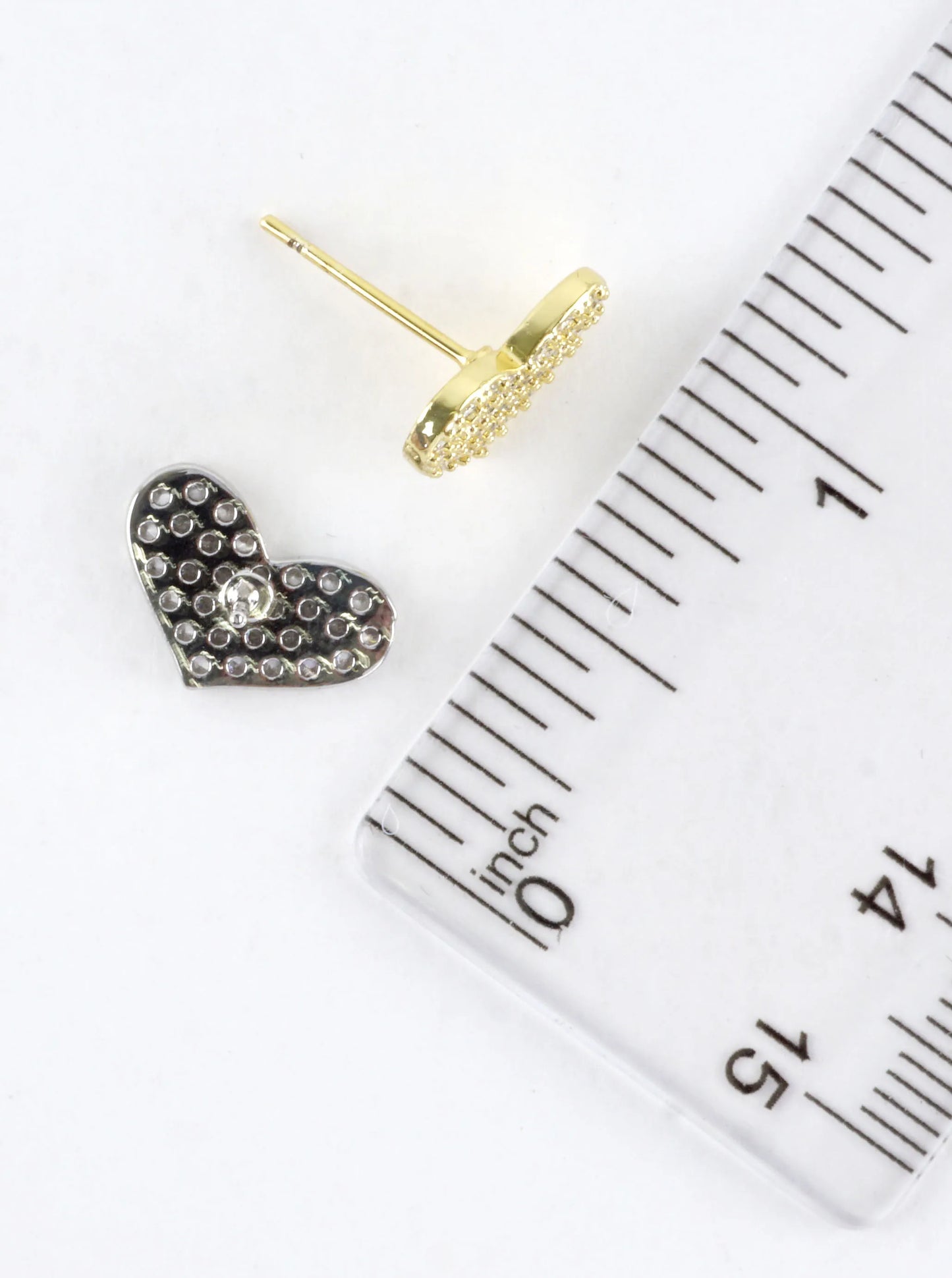 Mini Wide Heart Cubic Zirconia Pave Stud Earrings