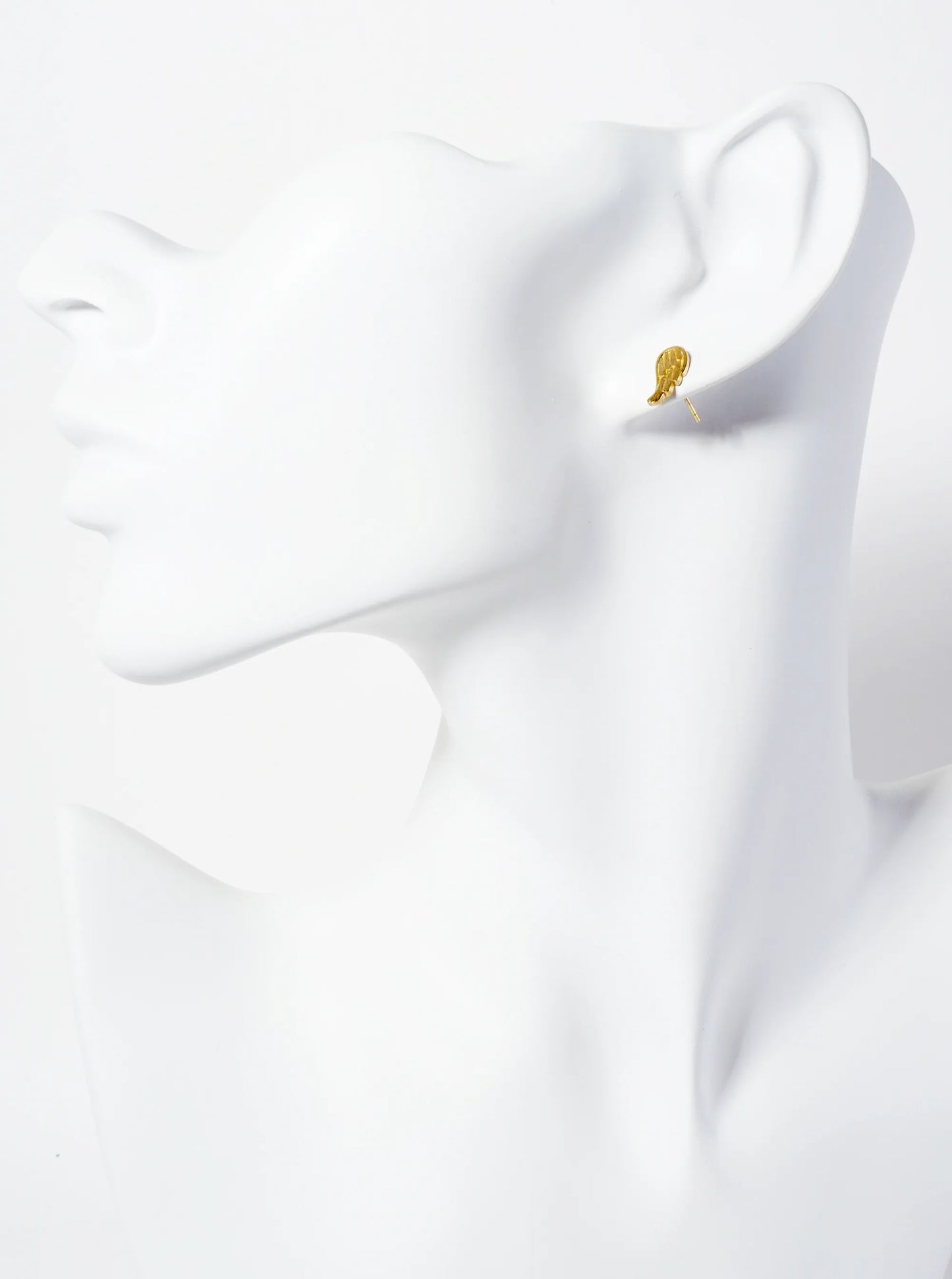 Minimalist 18K-Gold-Dipped Brass Brushed-Texture Angel-Wings Stud Earrings
