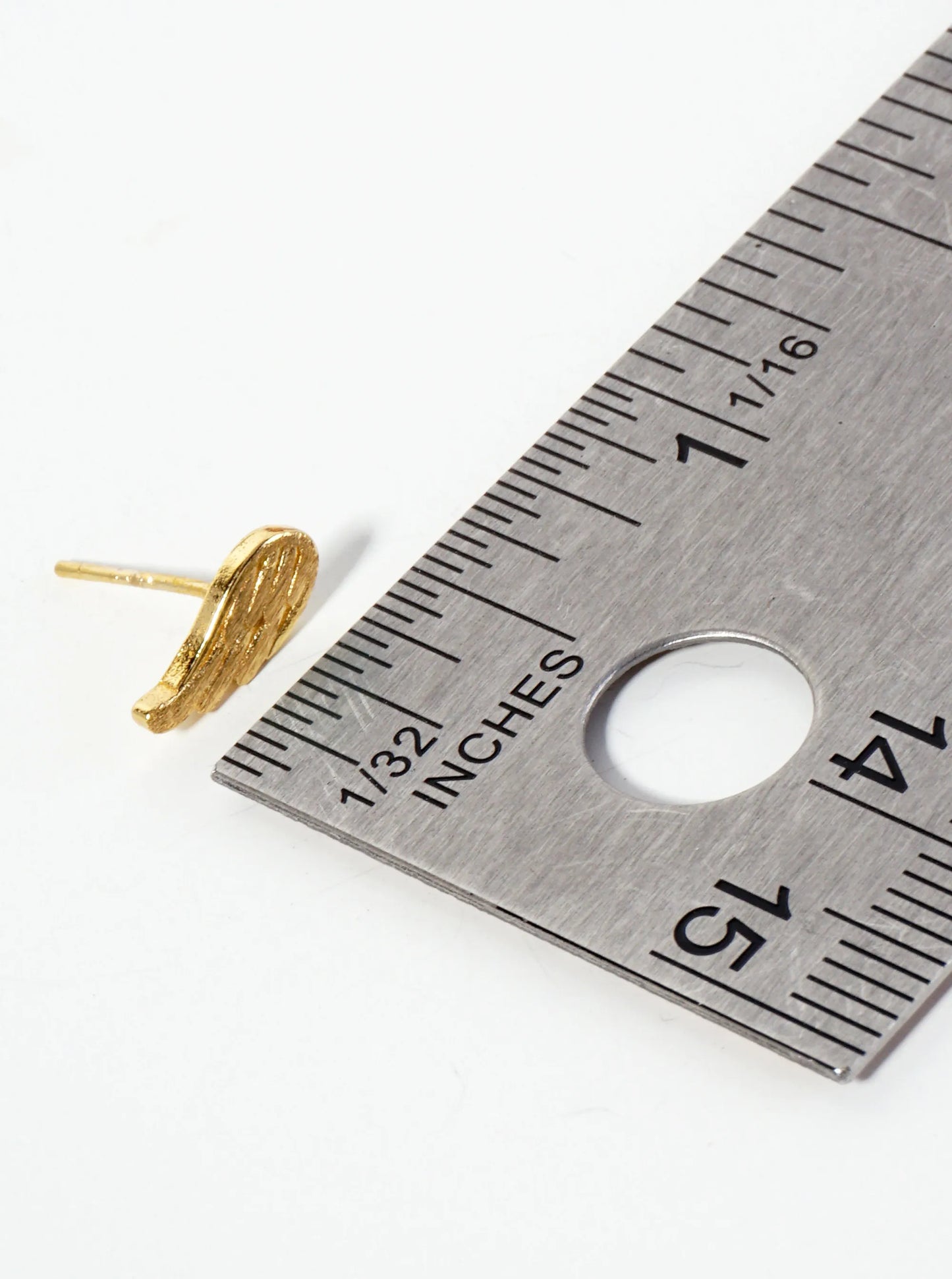 Minimalist 18K-Gold-Dipped Brass Brushed-Texture Angel-Wings Stud Earrings