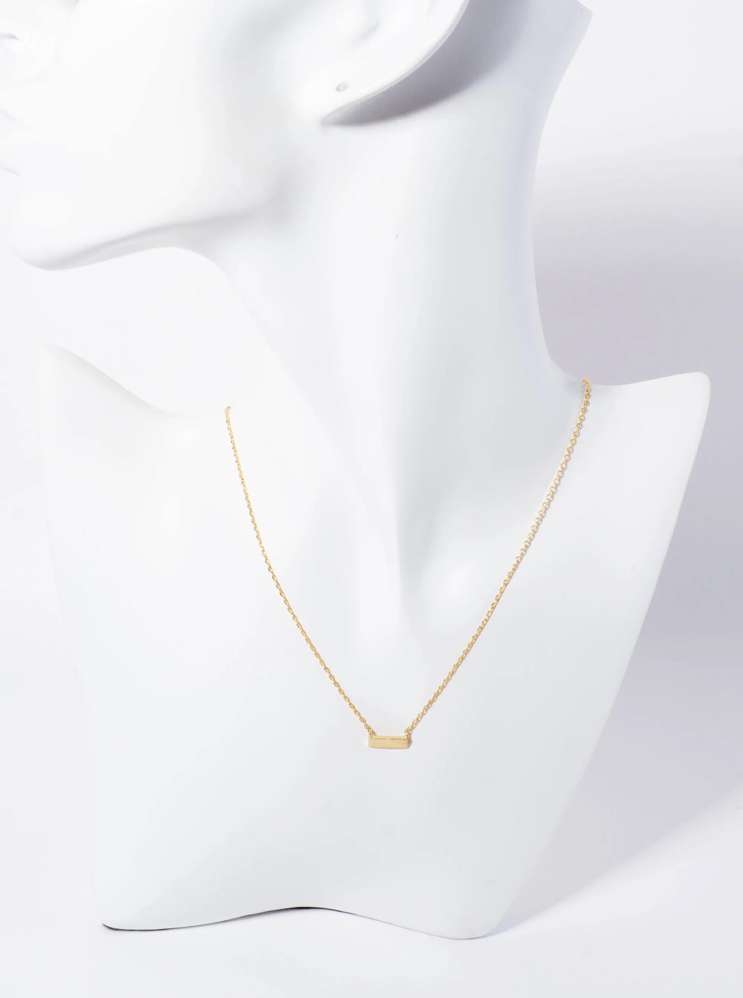 Minimalist 18K-Gold-Dipped Brushed-Texture Rectangular Pendant Necklace