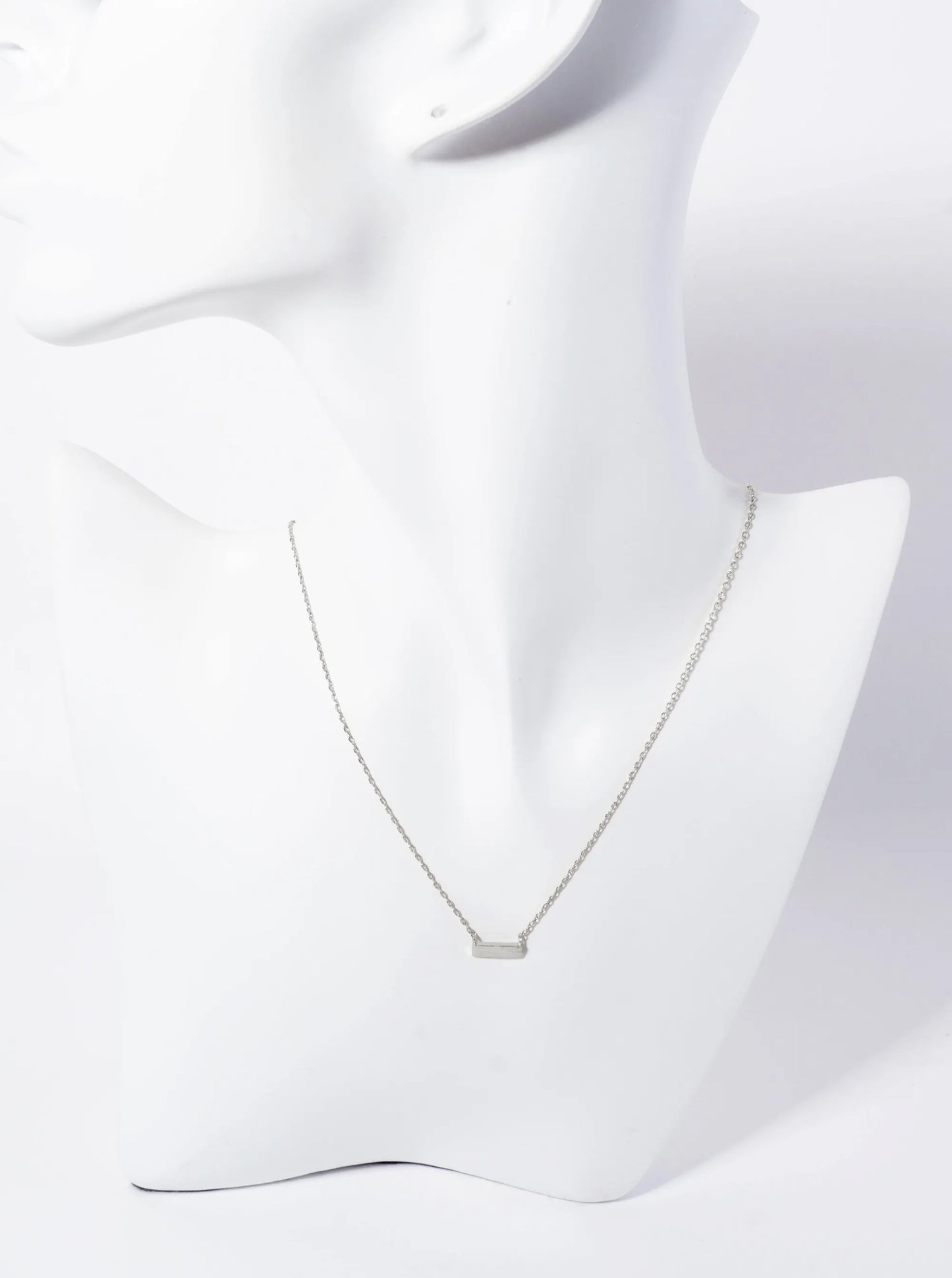 Minimalist 18K-Gold-Dipped Brushed-Texture Rectangular Pendant Necklace