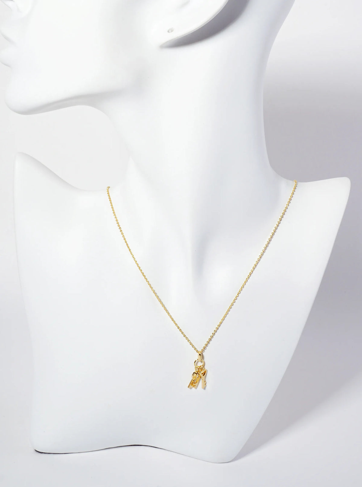 Minimalist 18K-Gold-Dipped CZ Brass Three Keys Pendant Necklace