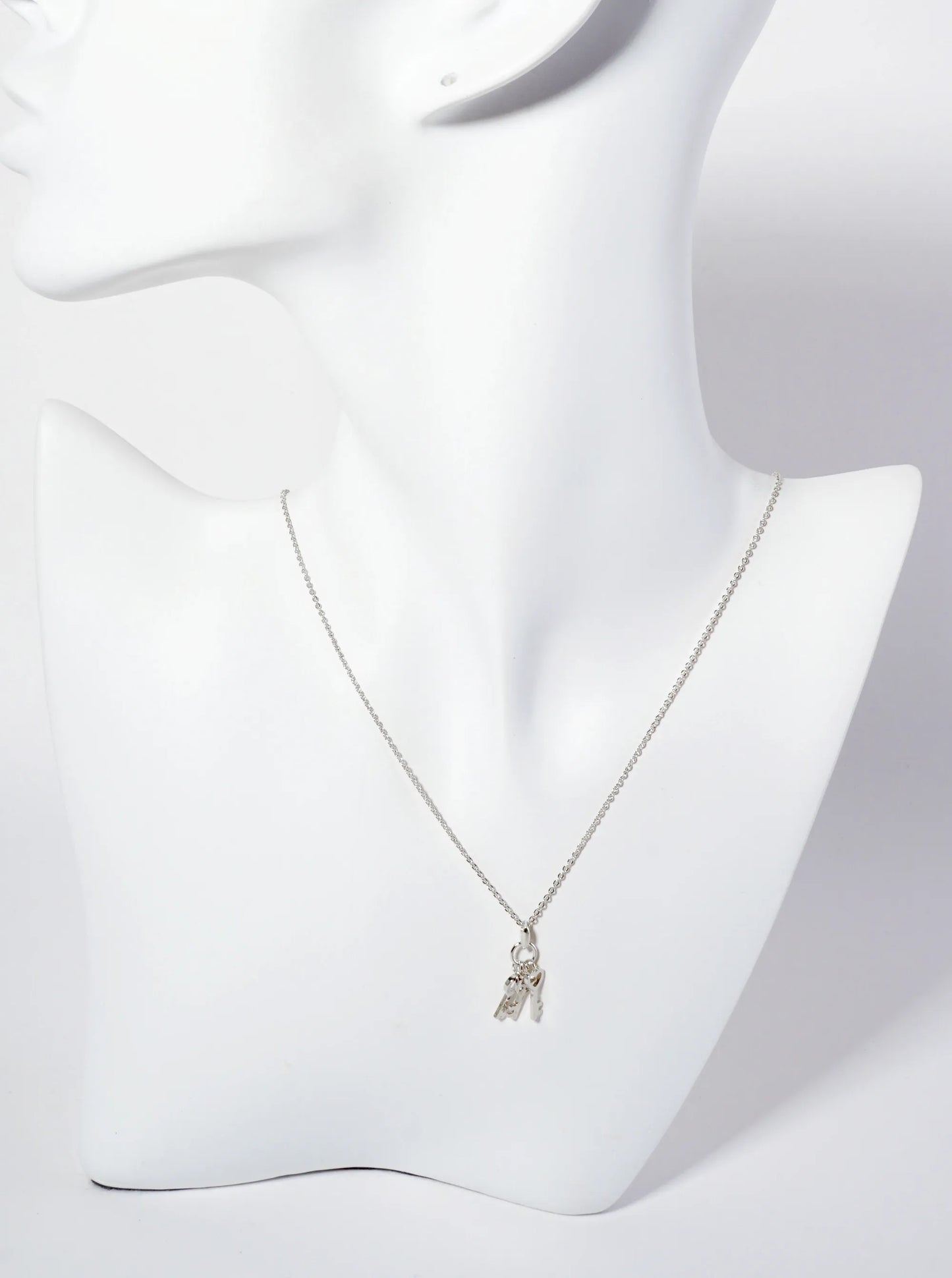 Minimalist 18K-Gold-Dipped CZ Brass Three Keys Pendant Necklace