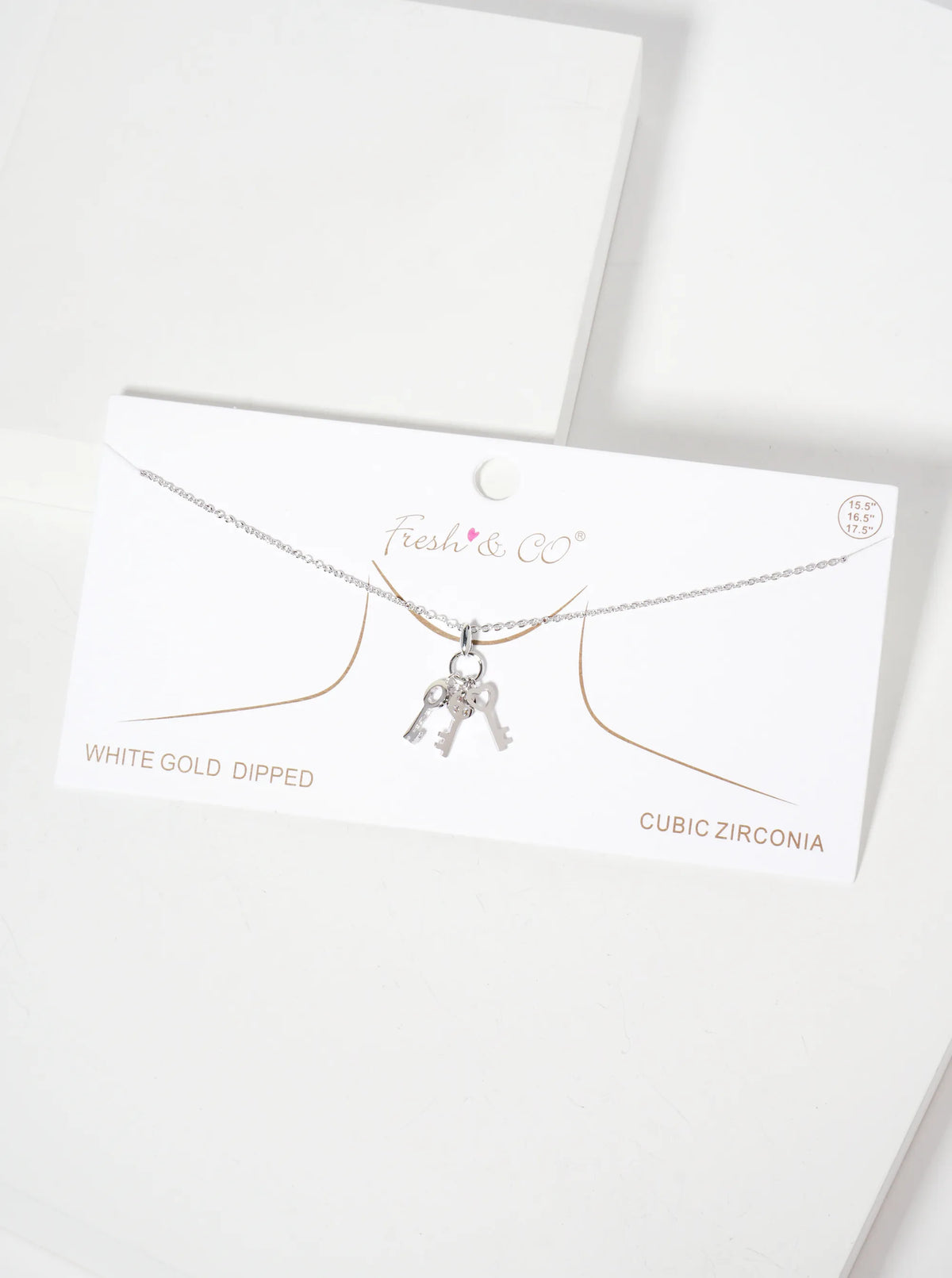 Minimalist 18K-Gold-Dipped CZ Brass Three Keys Pendant Necklace