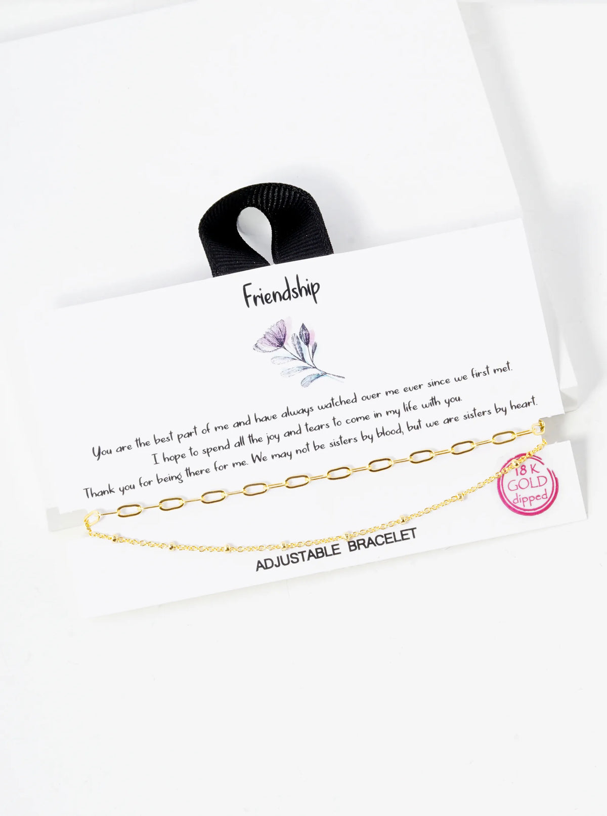 Minimalist 18K Gold Dipped Delicate Brass Double Chain Pull-Tie Bracelet