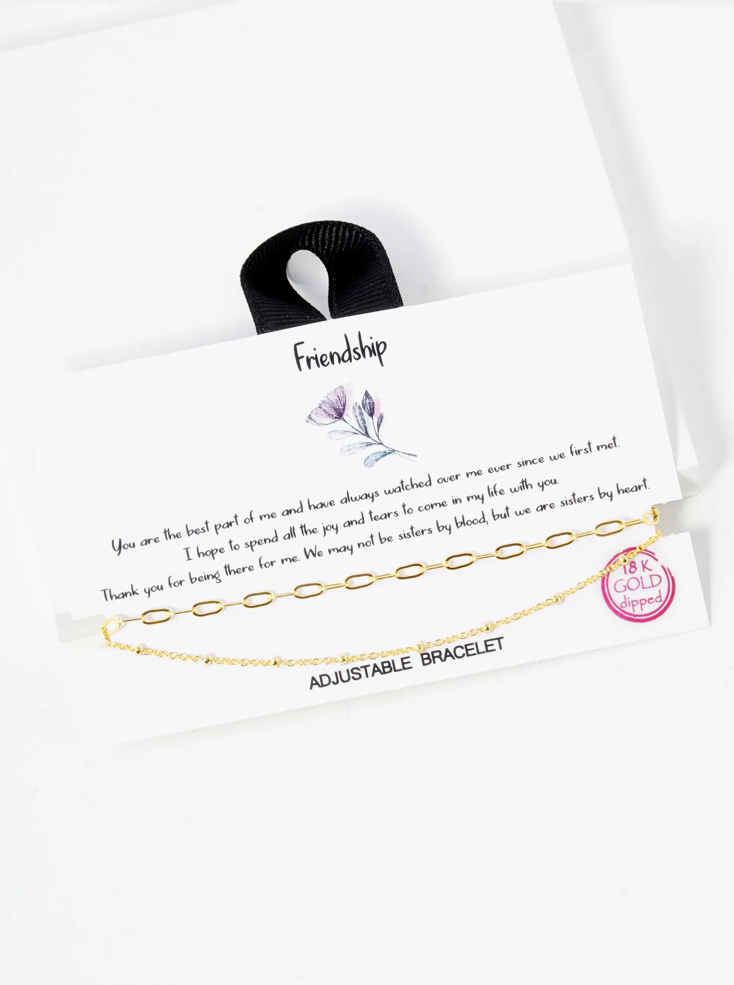 Minimalist 18K Gold Dipped Delicate Brass Double Chain Pull-Tie Bracelet
