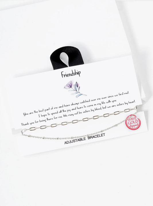 Minimalist 18K Gold Dipped Delicate Brass Double Chain Pull-Tie Bracelet