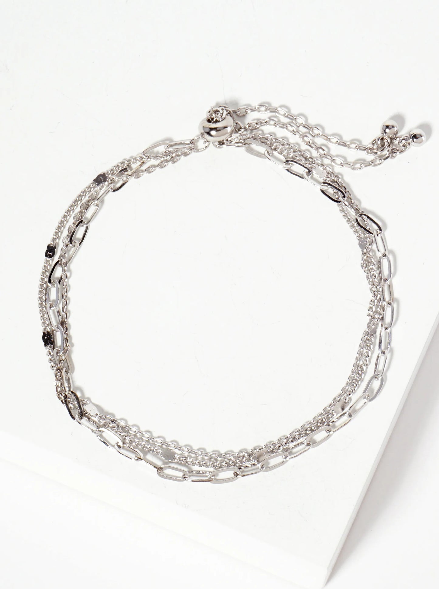 Minimalist 18K-Gold-Dipped Layered Brass Chain Pull-Tie Bracelet