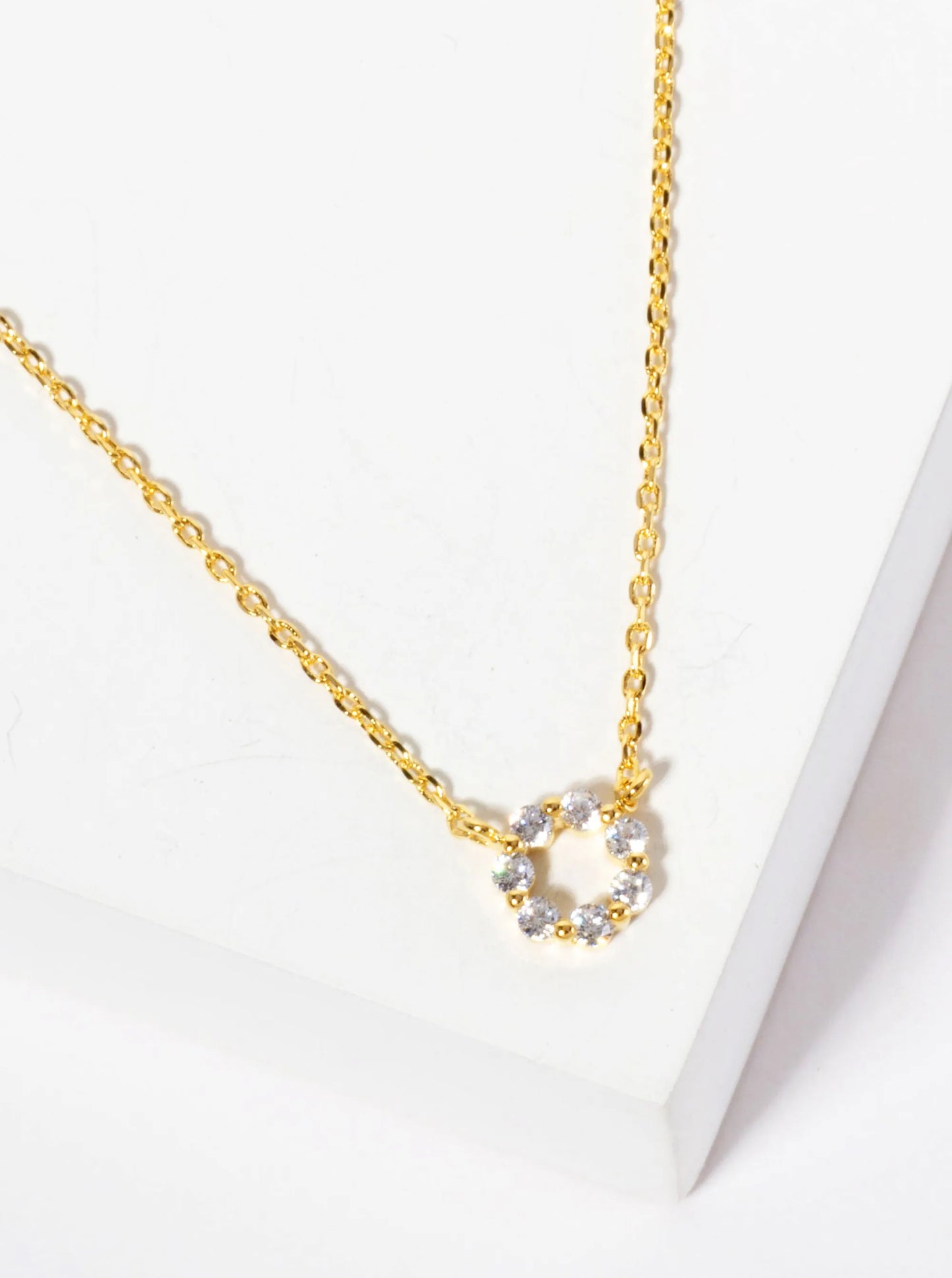 Minimalist 18K-Gold-Dipped Pave Set CZ 6mm Circle Pendant Necklace