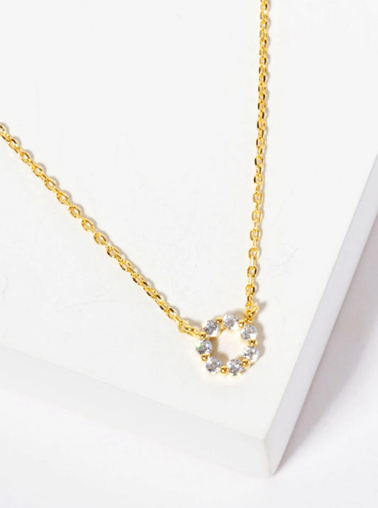Minimalist 18K-Gold-Dipped Pave Set CZ 6mm Circle Pendant Necklace