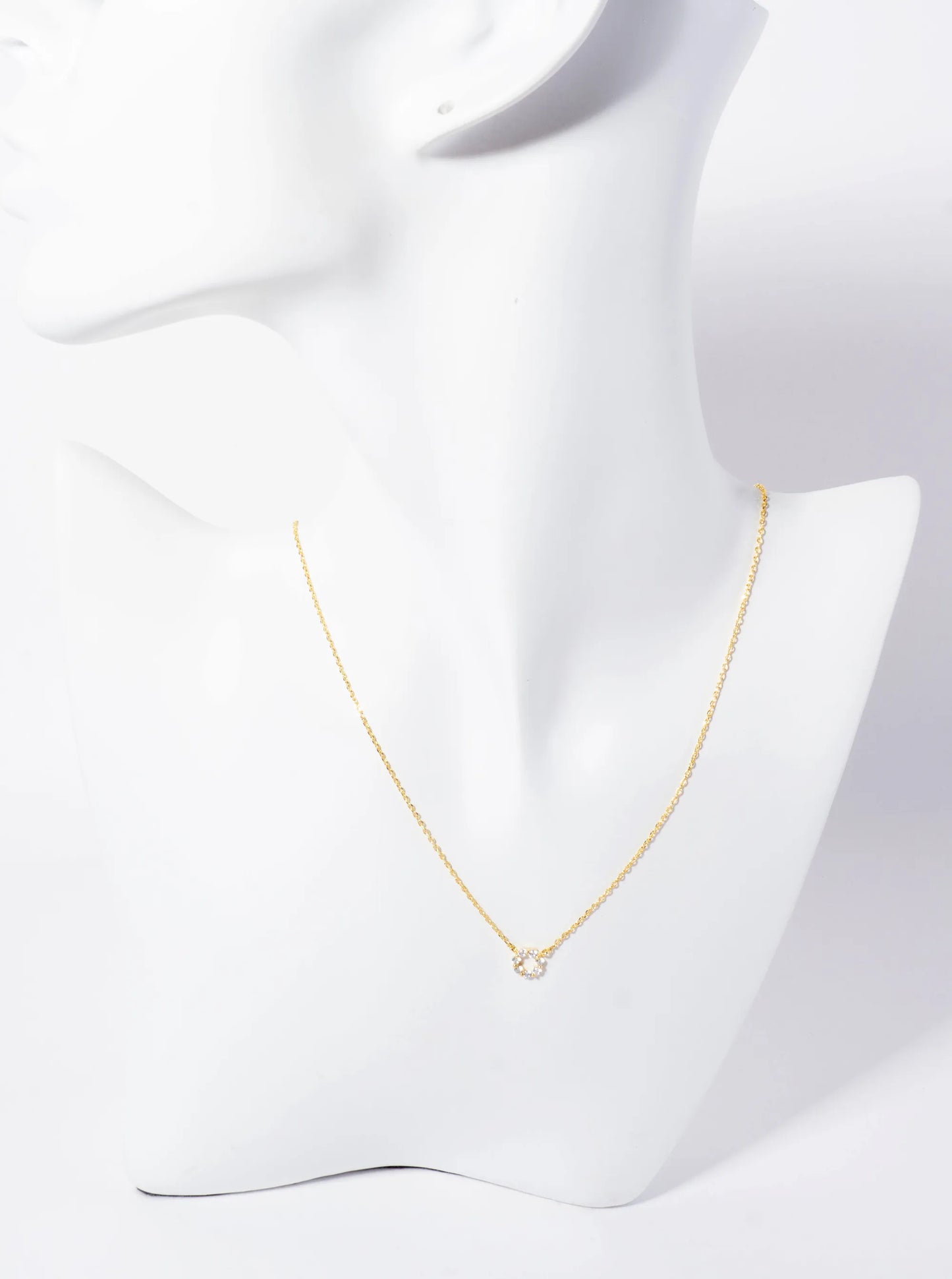 Minimalist 18K-Gold-Dipped Pave Set CZ 6mm Circle Pendant Necklace