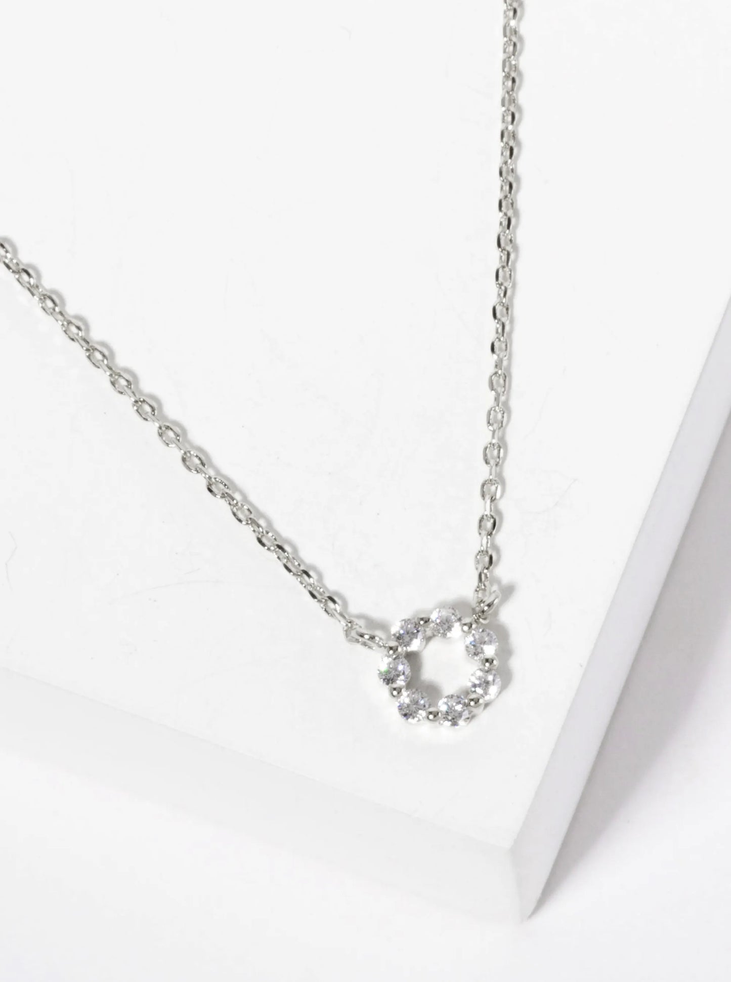 Minimalist 18K-Gold-Dipped Pave Set CZ 6mm Circle Pendant Necklace