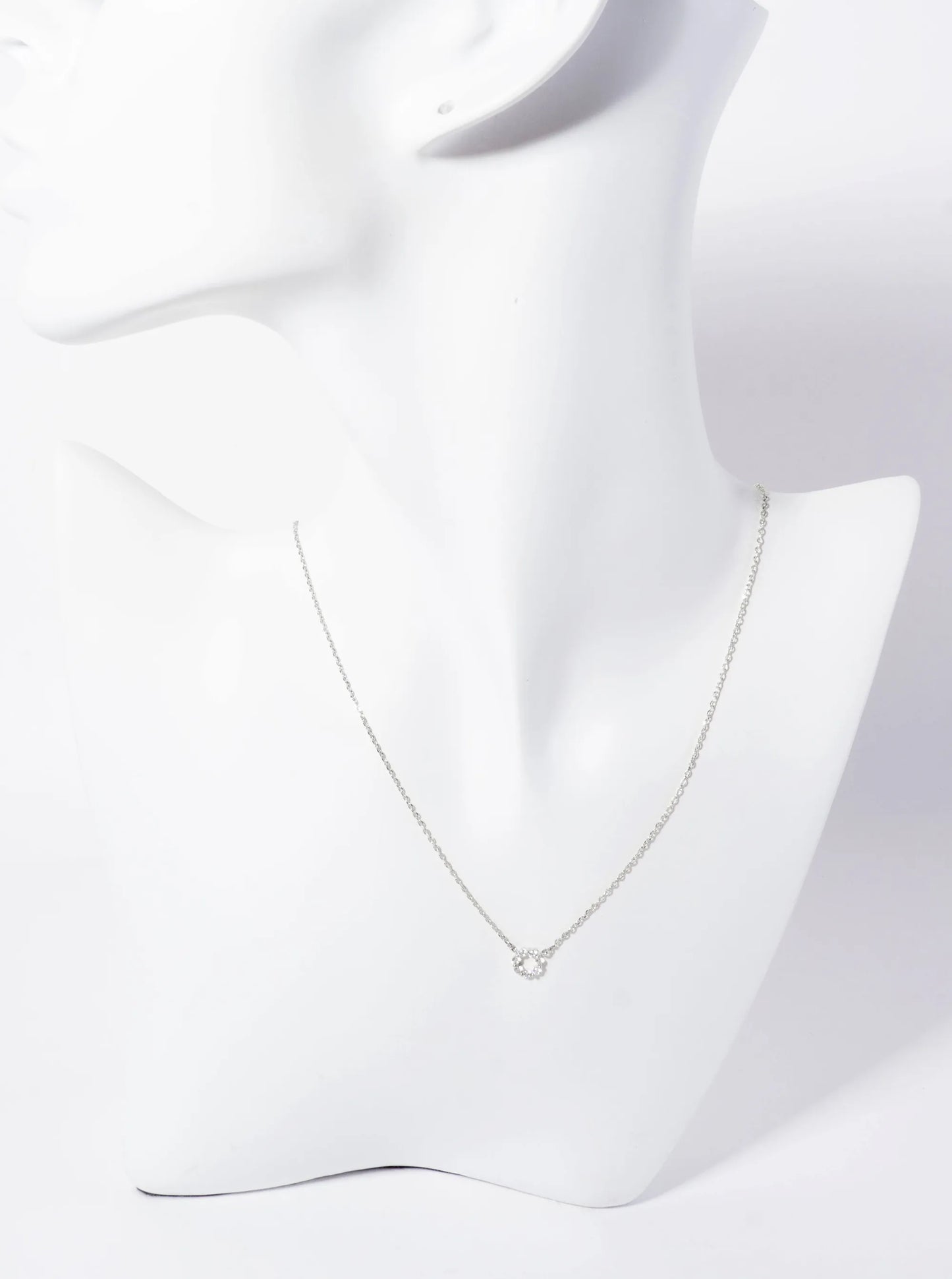 Minimalist 18K-Gold-Dipped Pave Set CZ 6mm Circle Pendant Necklace