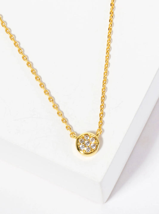 Minimalist 18K-Gold-Dipped Pave Set CZ 6mm Round Pendant Necklace