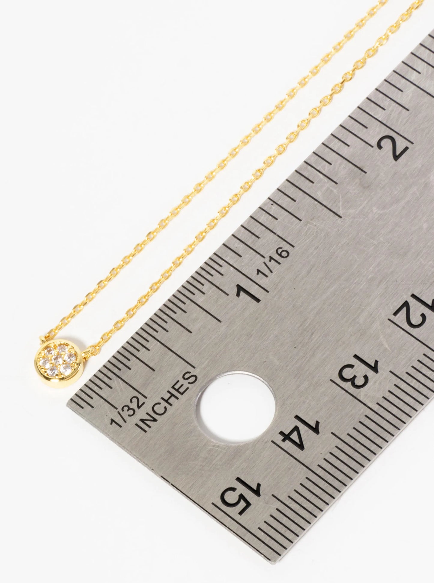 Minimalist 18K-Gold-Dipped Pave Set CZ 6mm Round Pendant Necklace
