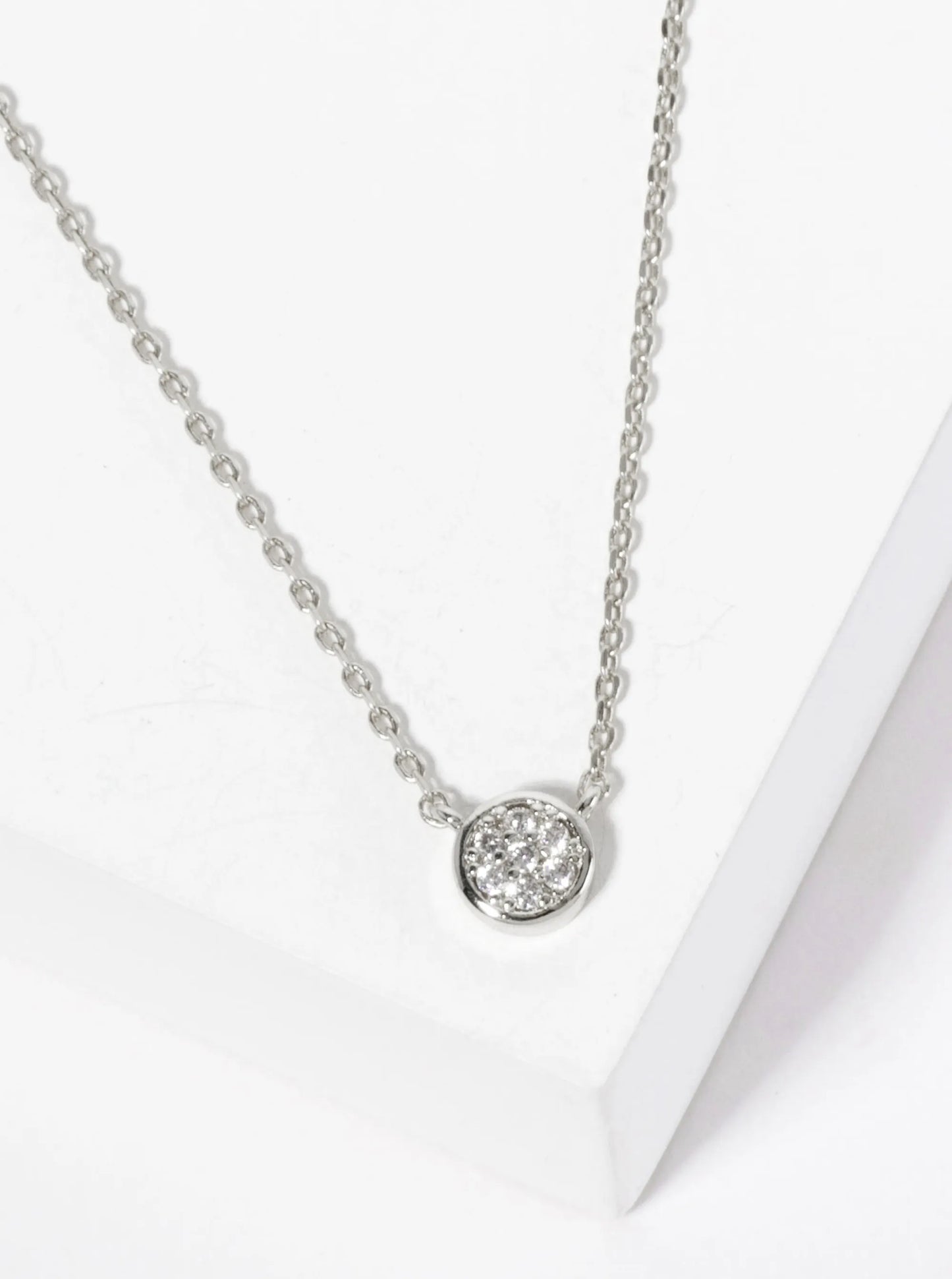 Minimalist 18K-Gold-Dipped Pave Set CZ 6mm Round Pendant Necklace