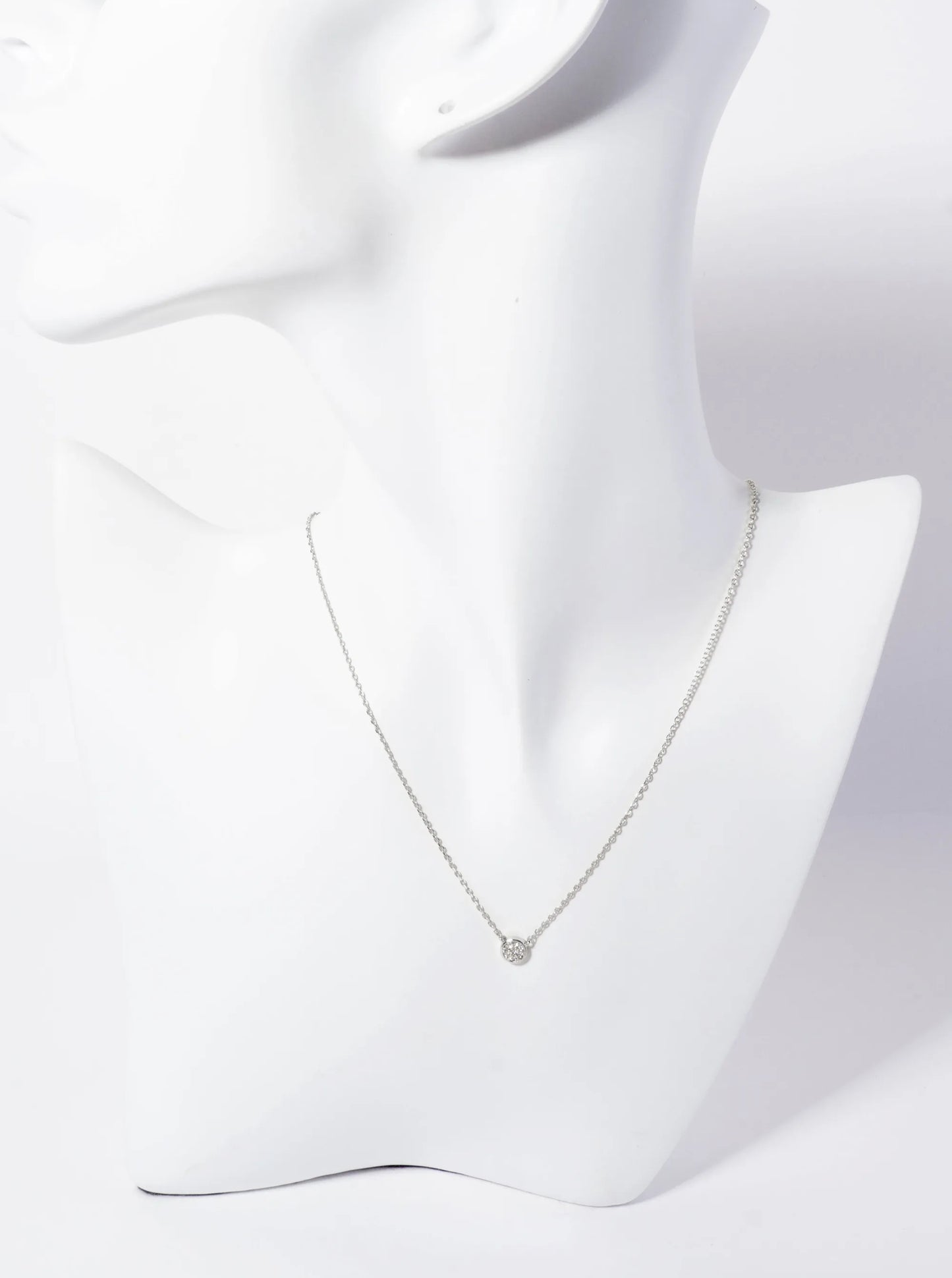 Minimalist 18K-Gold-Dipped Pave Set CZ 6mm Round Pendant Necklace