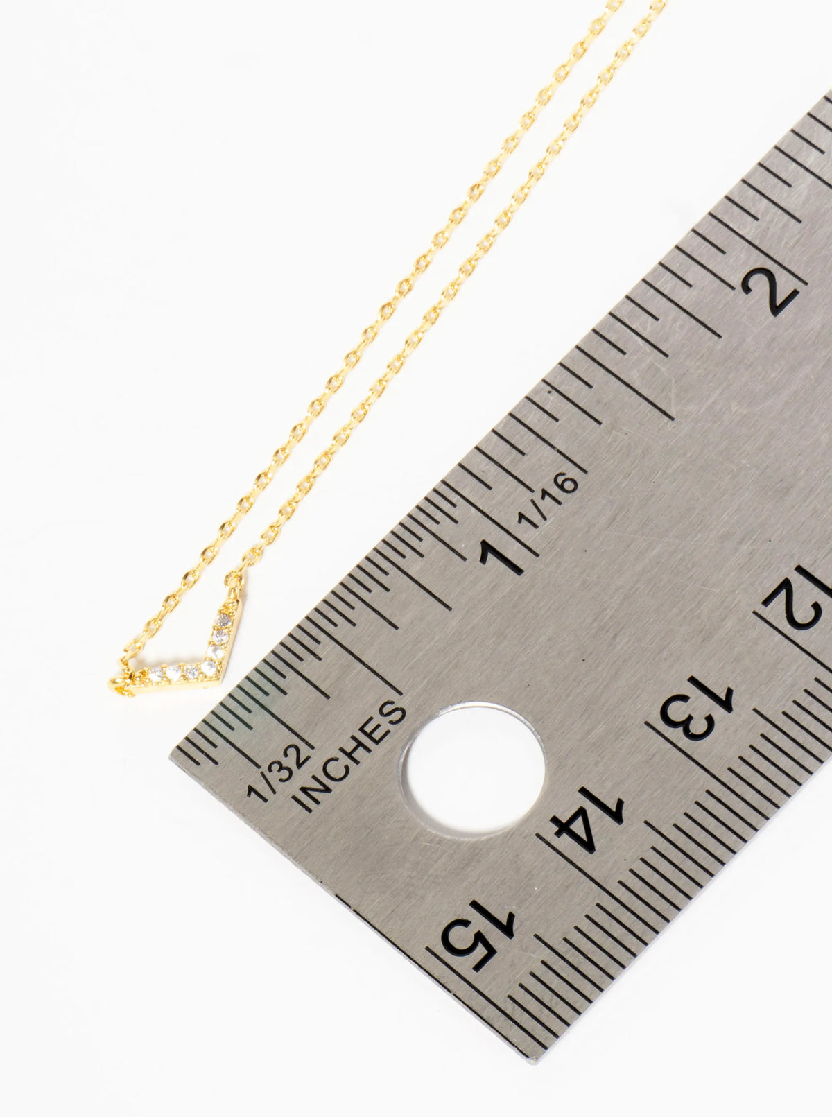 Minimalist 18K-Gold-Dipped Pave Set CZ Chevron Pendant Necklace