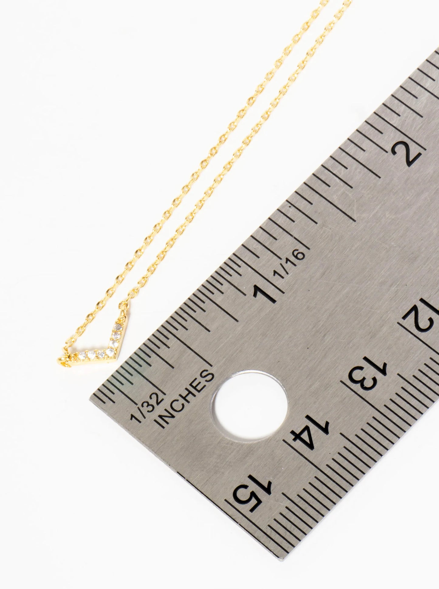 Minimalist 18K-Gold-Dipped Pave Set CZ Chevron Pendant Necklace