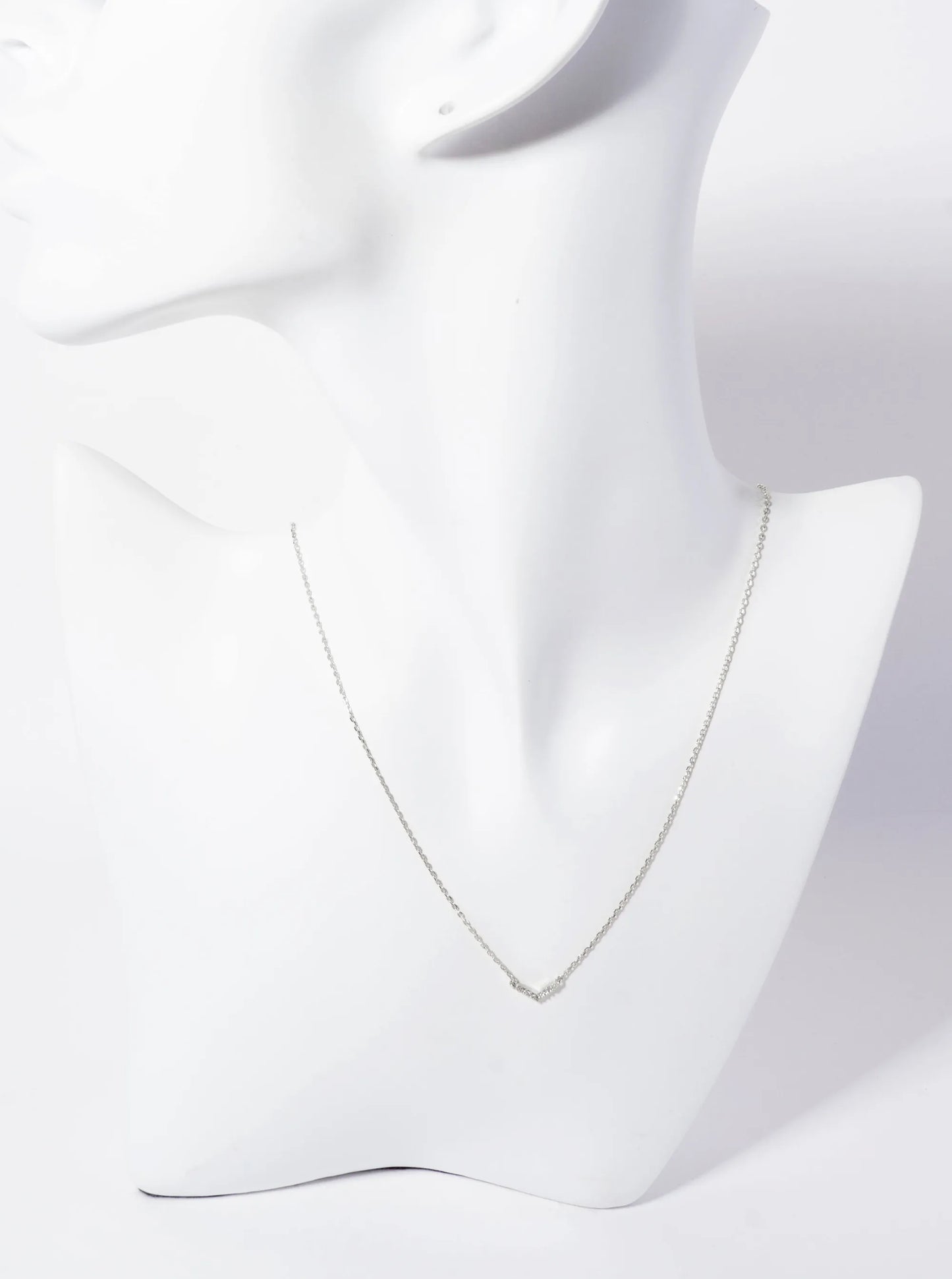 Minimalist 18K-Gold-Dipped Pave Set CZ Chevron Pendant Necklace