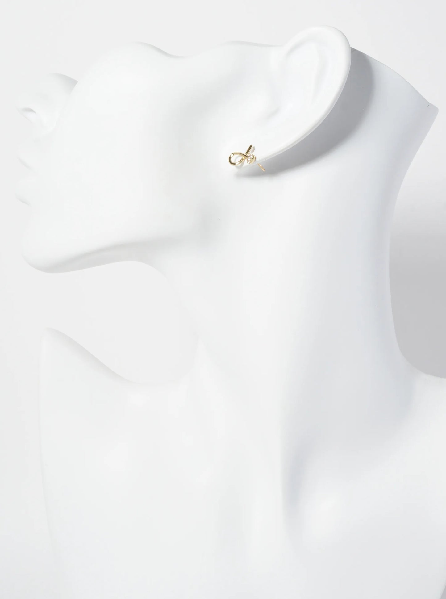 Minimalist 18K-Gold-Dipped Pave-Set Cubic-Zirconia Curved Nail Design Stud Earrings