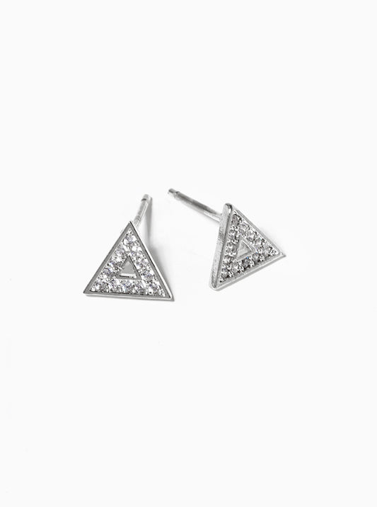 18K Gold Dipped CZ Stone Flower Post Stud Earrings