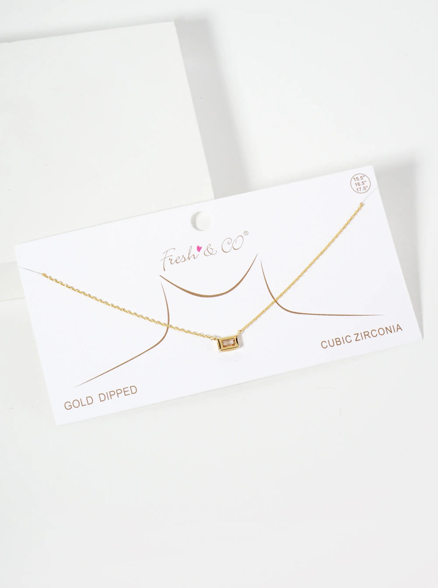 Minimalist 18K-Gold-Dipped Rectangular Cubic-Zirconia Pendant Necklace