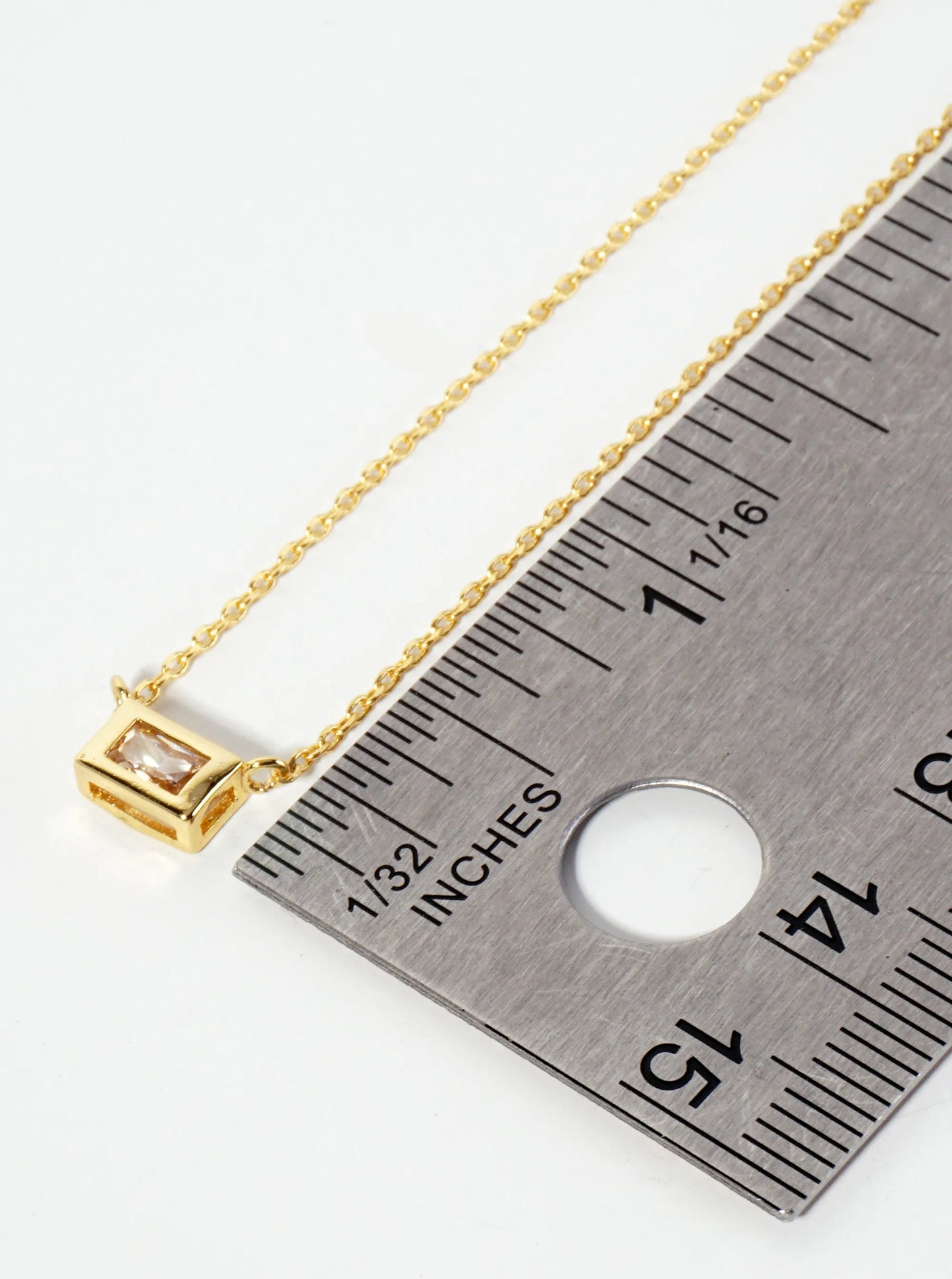 Minimalist 18K-Gold-Dipped Rectangular Cubic-Zirconia Pendant Necklace