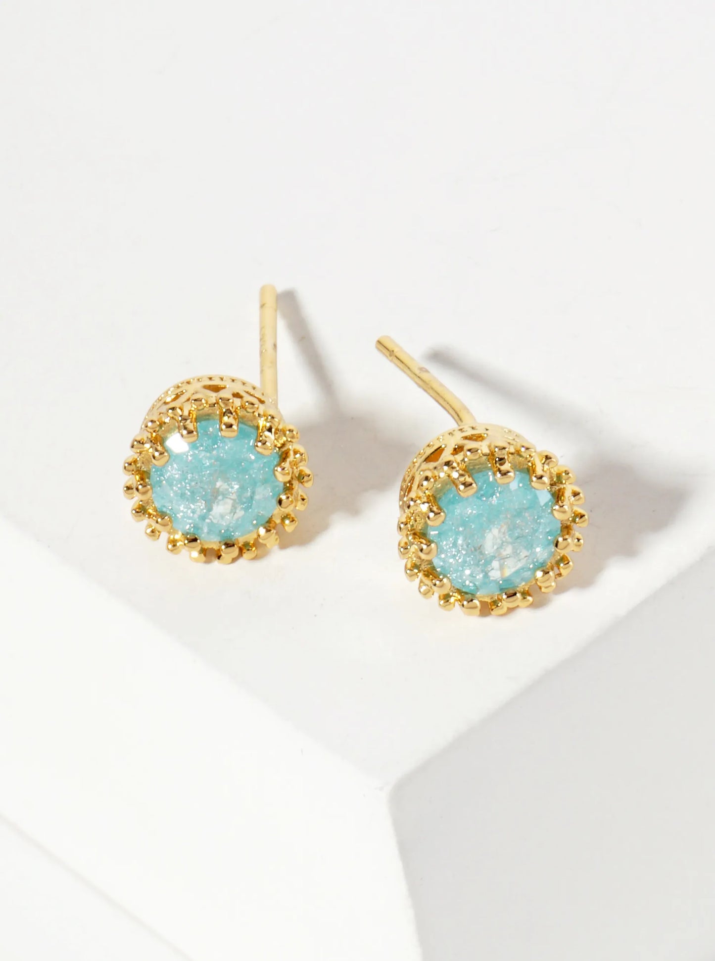 Minimalist 18K-Gold-Dipped Sparkling Glass-Bead Stone Stud Earrings