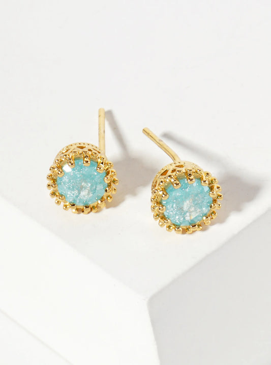 Minimalist 18K-Gold-Dipped Sparkling Glass-Bead Stone Stud Earrings