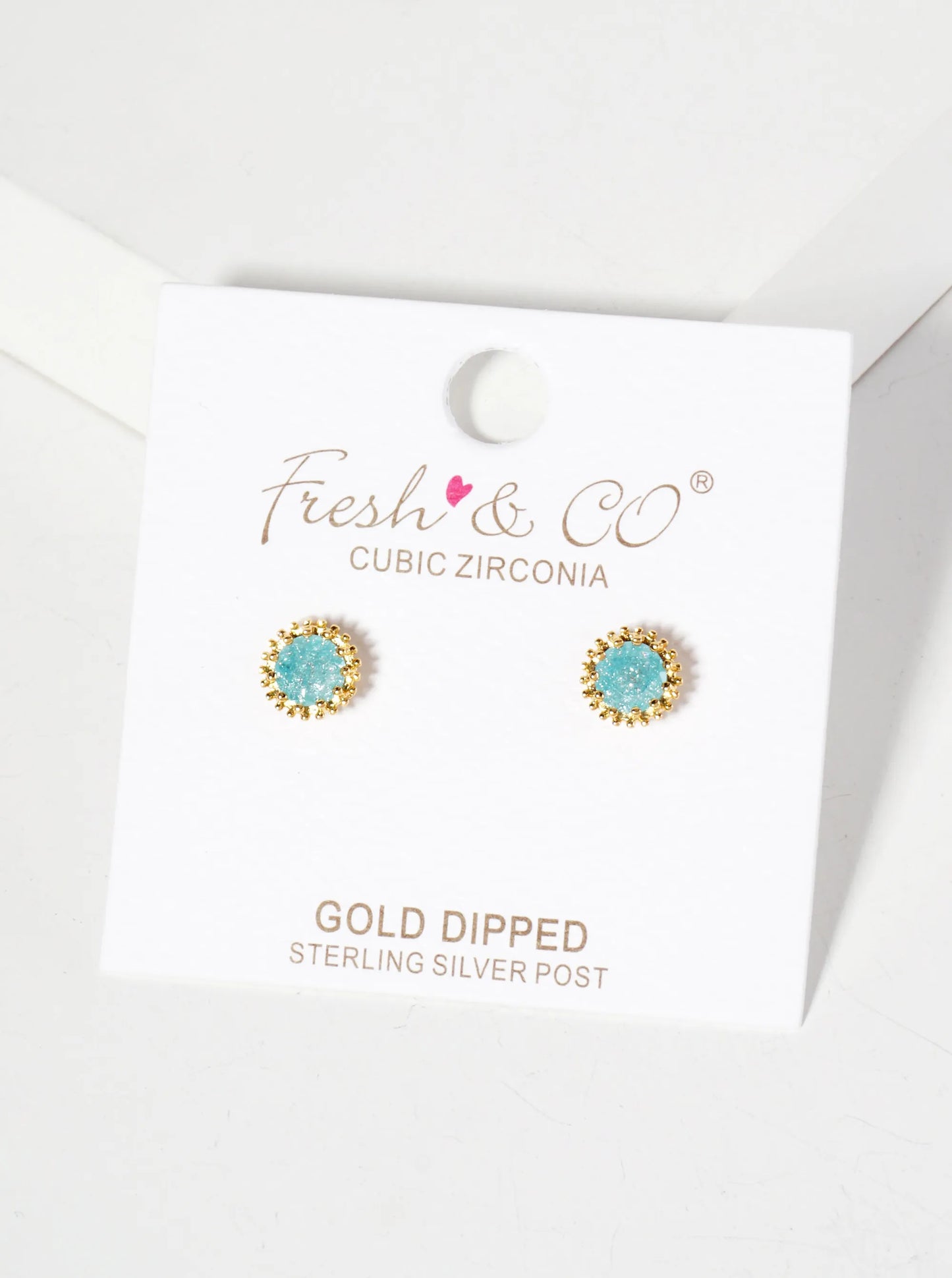 Minimalist 18K-Gold-Dipped Sparkling Glass-Bead Stone Stud Earrings