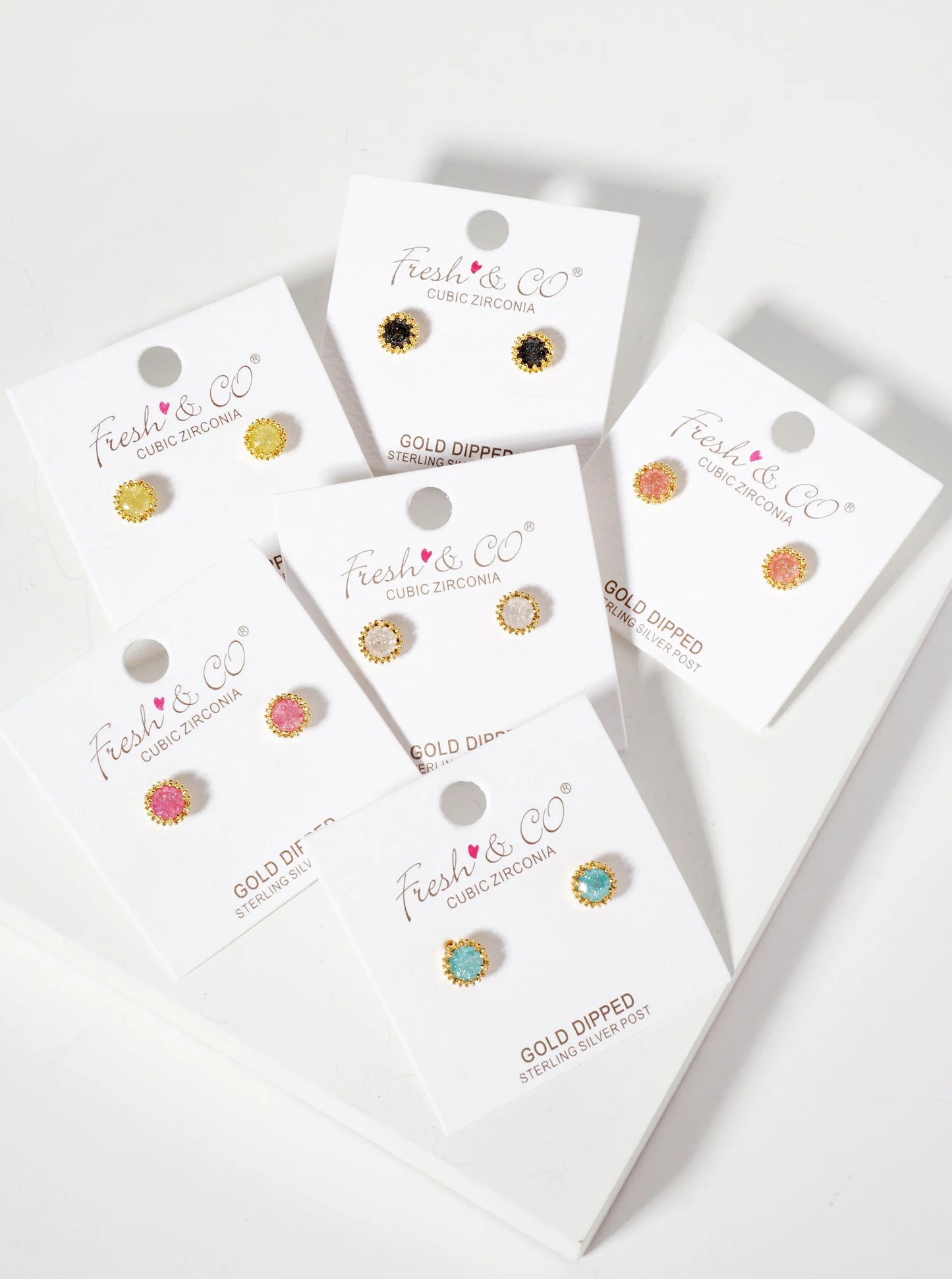 Minimalist 18K-Gold-Dipped Sparkling Glass-Bead Stone Stud Earrings