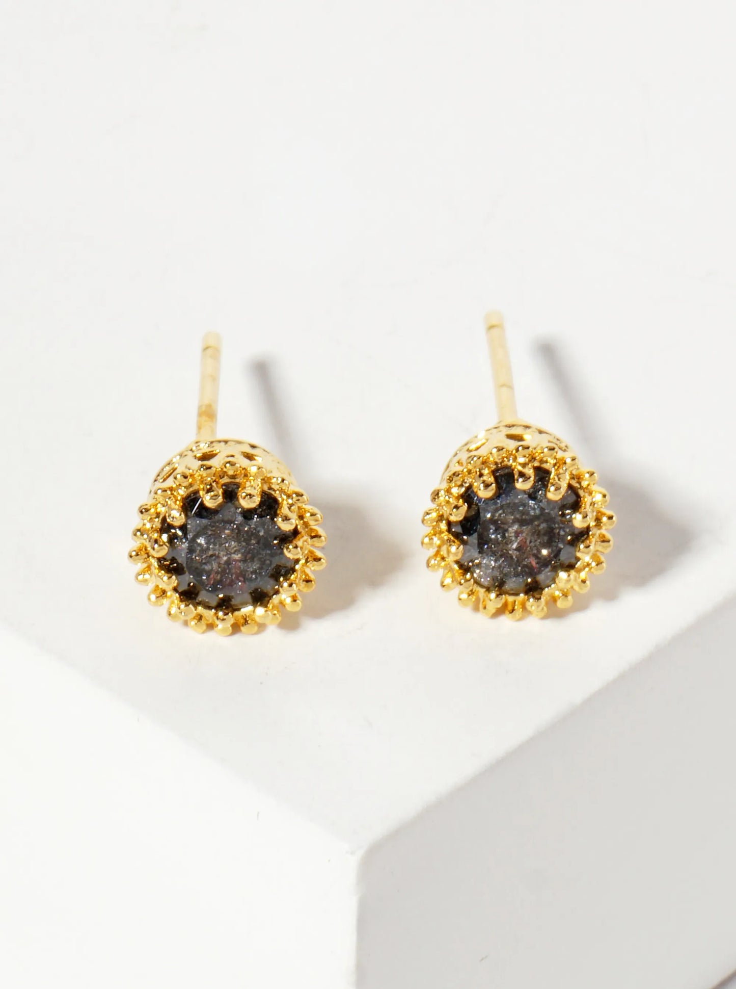Minimalist 18K-Gold-Dipped Sparkling Glass-Bead Stone Stud Earrings