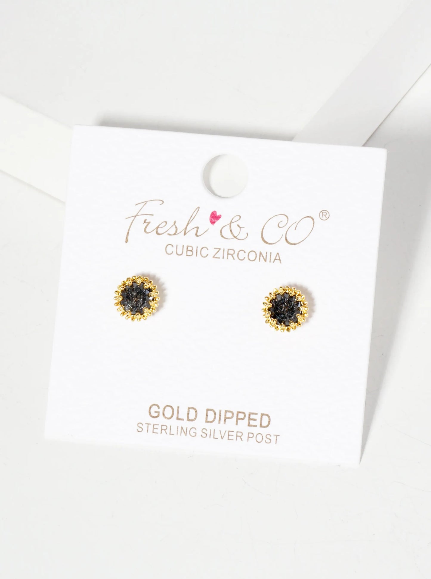 Minimalist 18K-Gold-Dipped Sparkling Glass-Bead Stone Stud Earrings