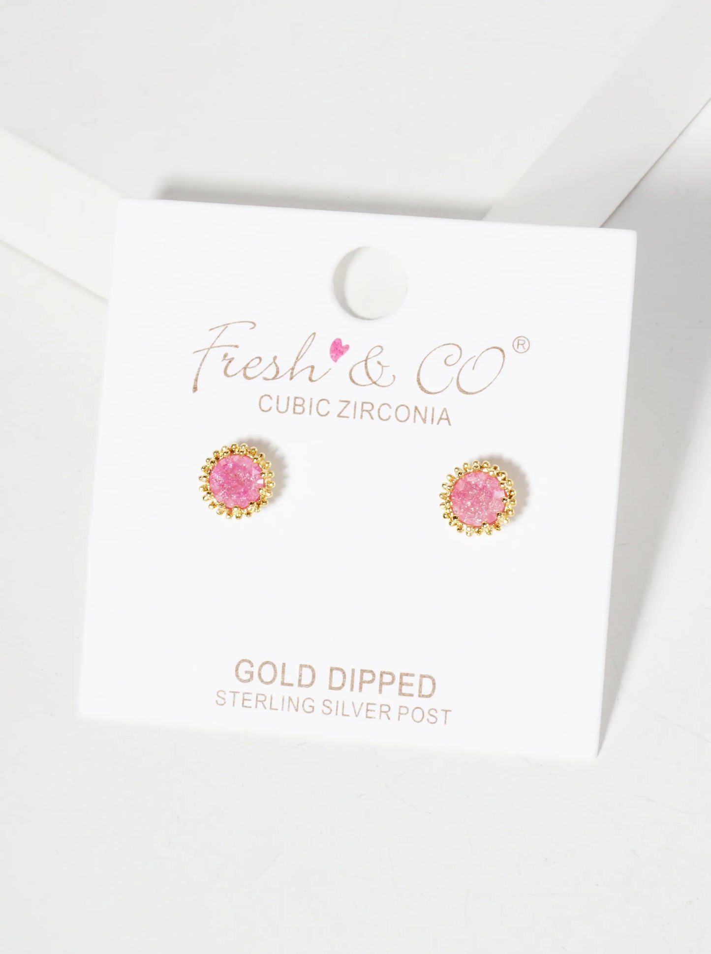 Minimalist 18K-Gold-Dipped Sparkling Glass-Bead Stone Stud Earrings