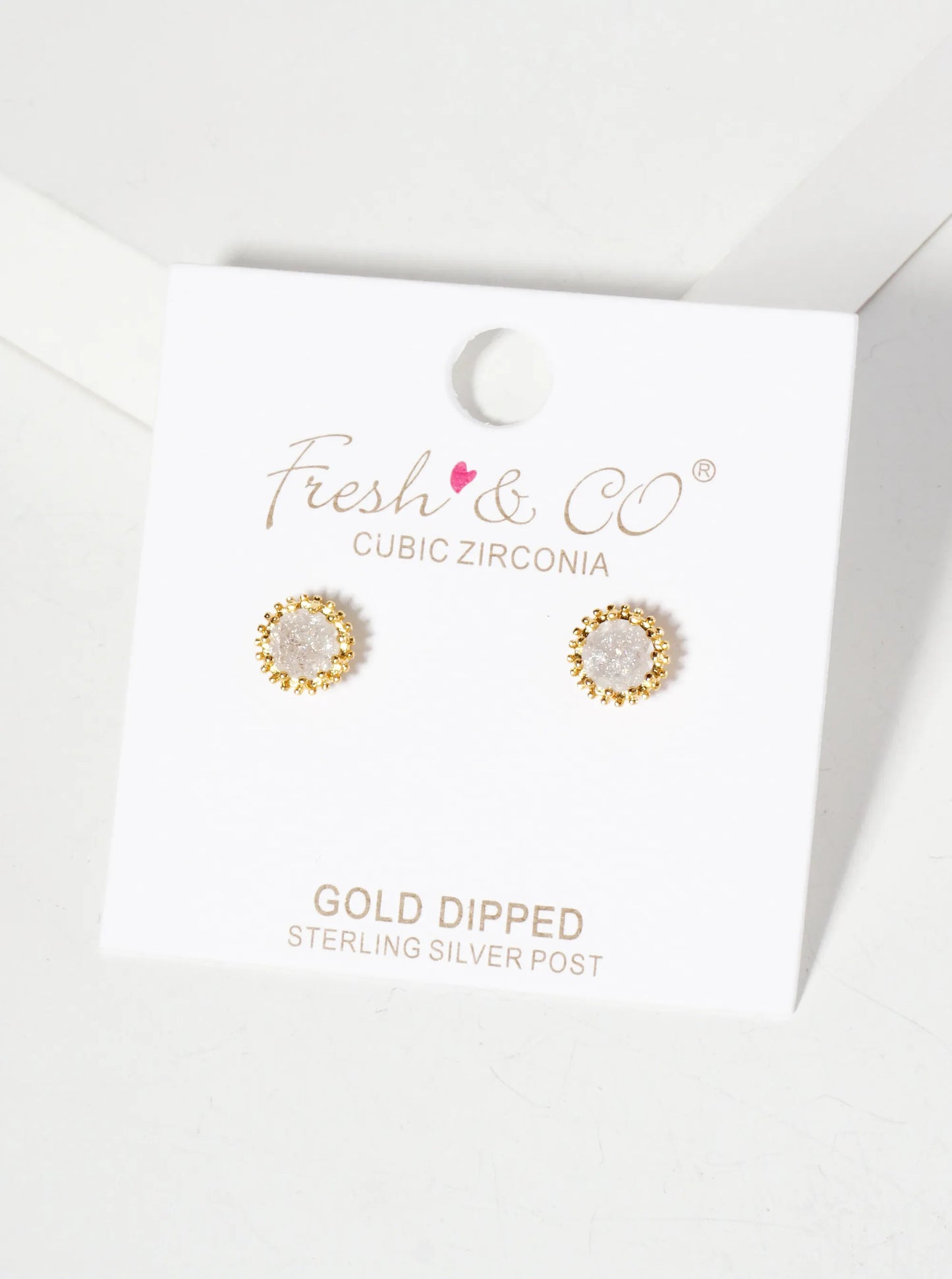 Minimalist 18K-Gold-Dipped Sparkling Glass-Bead Stone Stud Earrings