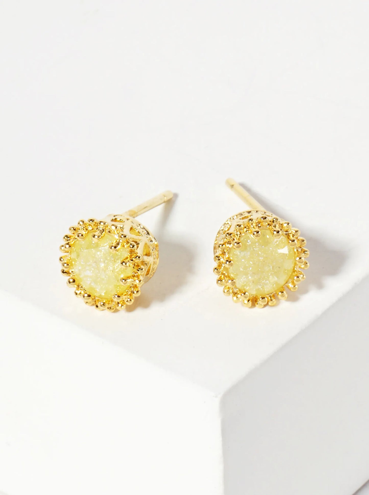 Minimalist 18K-Gold-Dipped Sparkling Glass-Bead Stone Stud Earrings